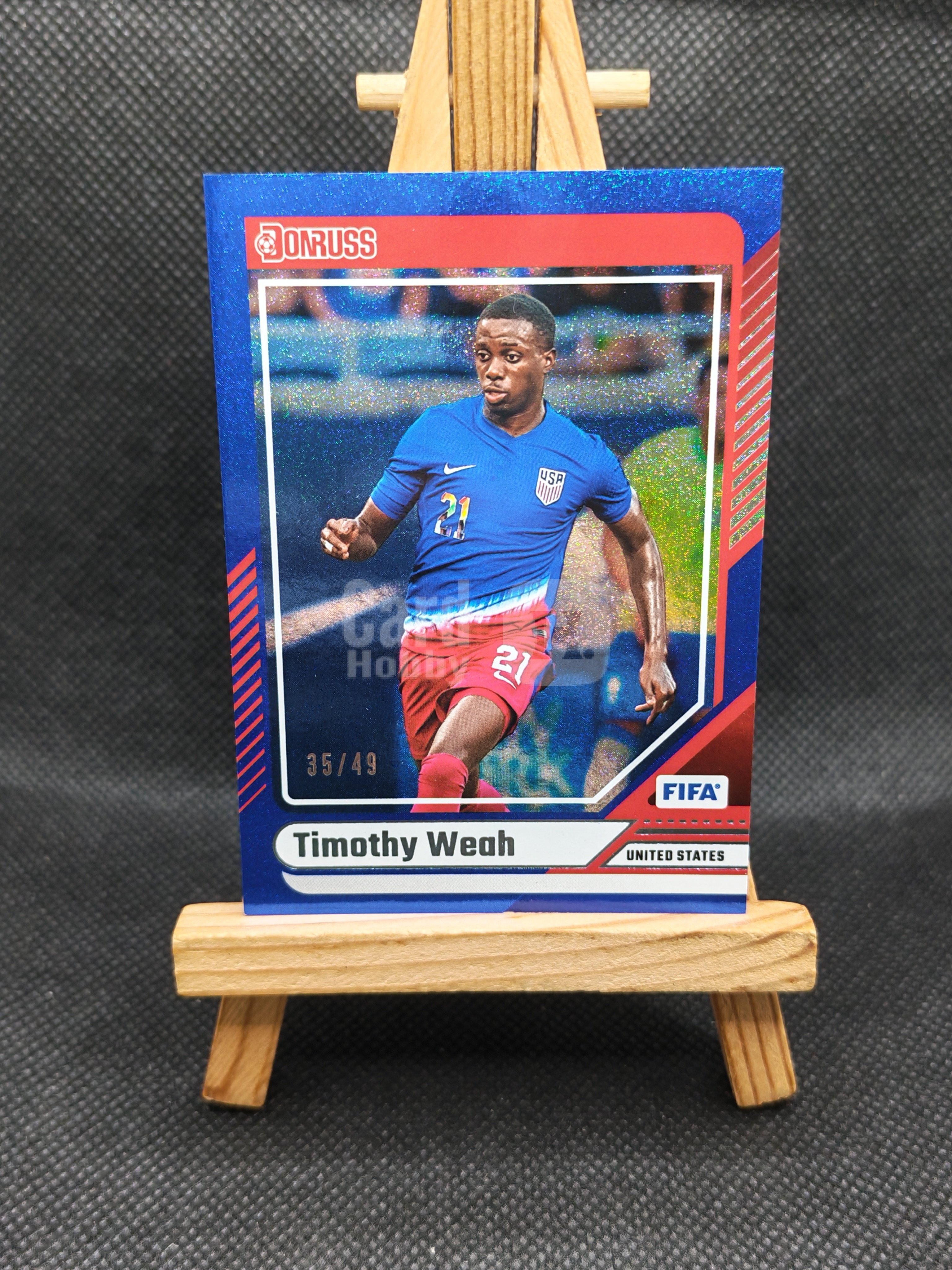【OT拍卖0手续】 2024-25 Panini Donruss 杜蕾斯 Timothy Weah 美国 蒂莫西 维阿 49编 蓝折 卡品如图 QW068