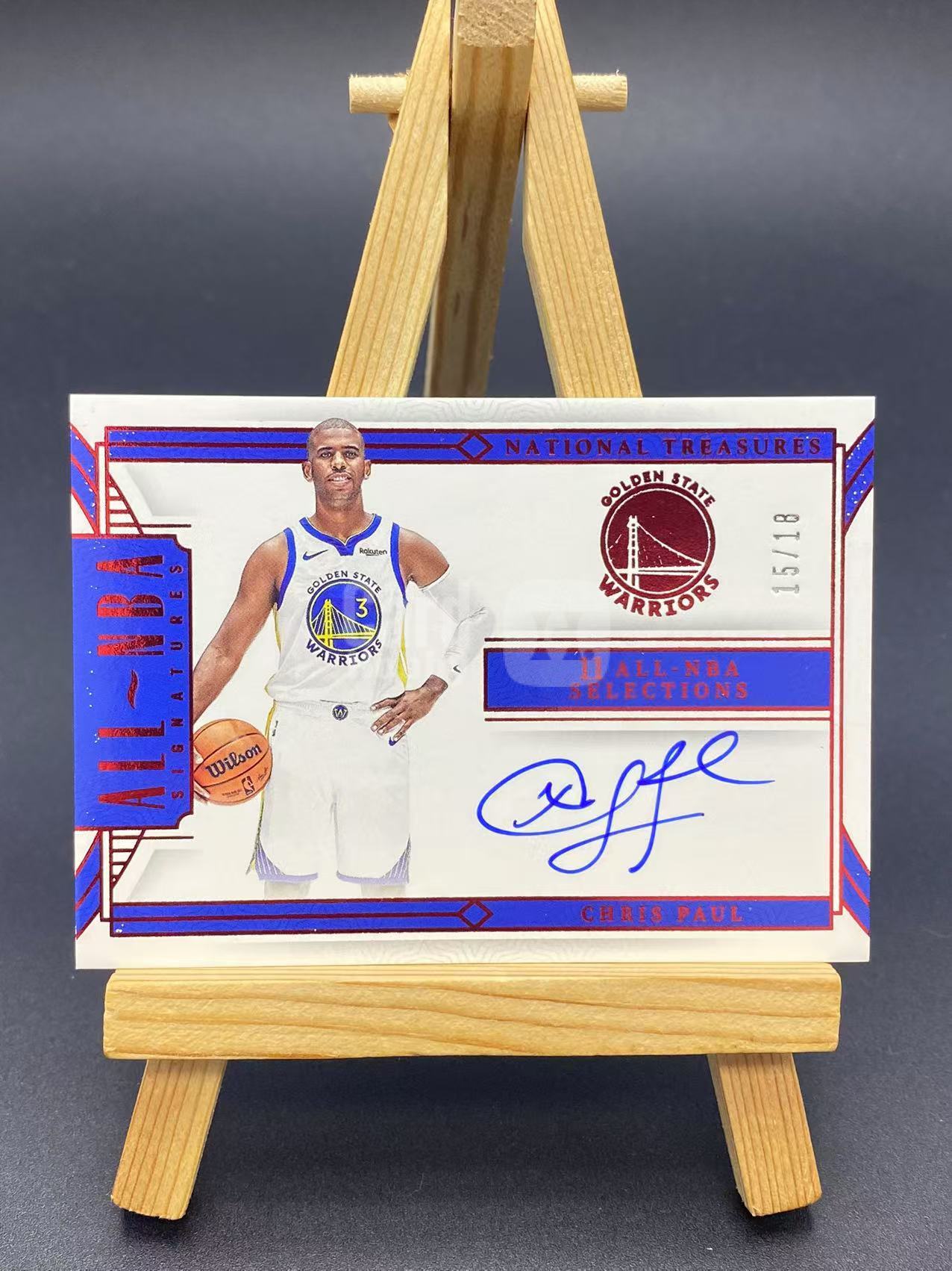 2023-24 【六六代卖 预付快速回款】 National Treasures Chris Paul CP3 克里斯 保罗 勇士 15/18编 国宝 ALL NBA 卡签签字 瑕疵如图（麒麟01）