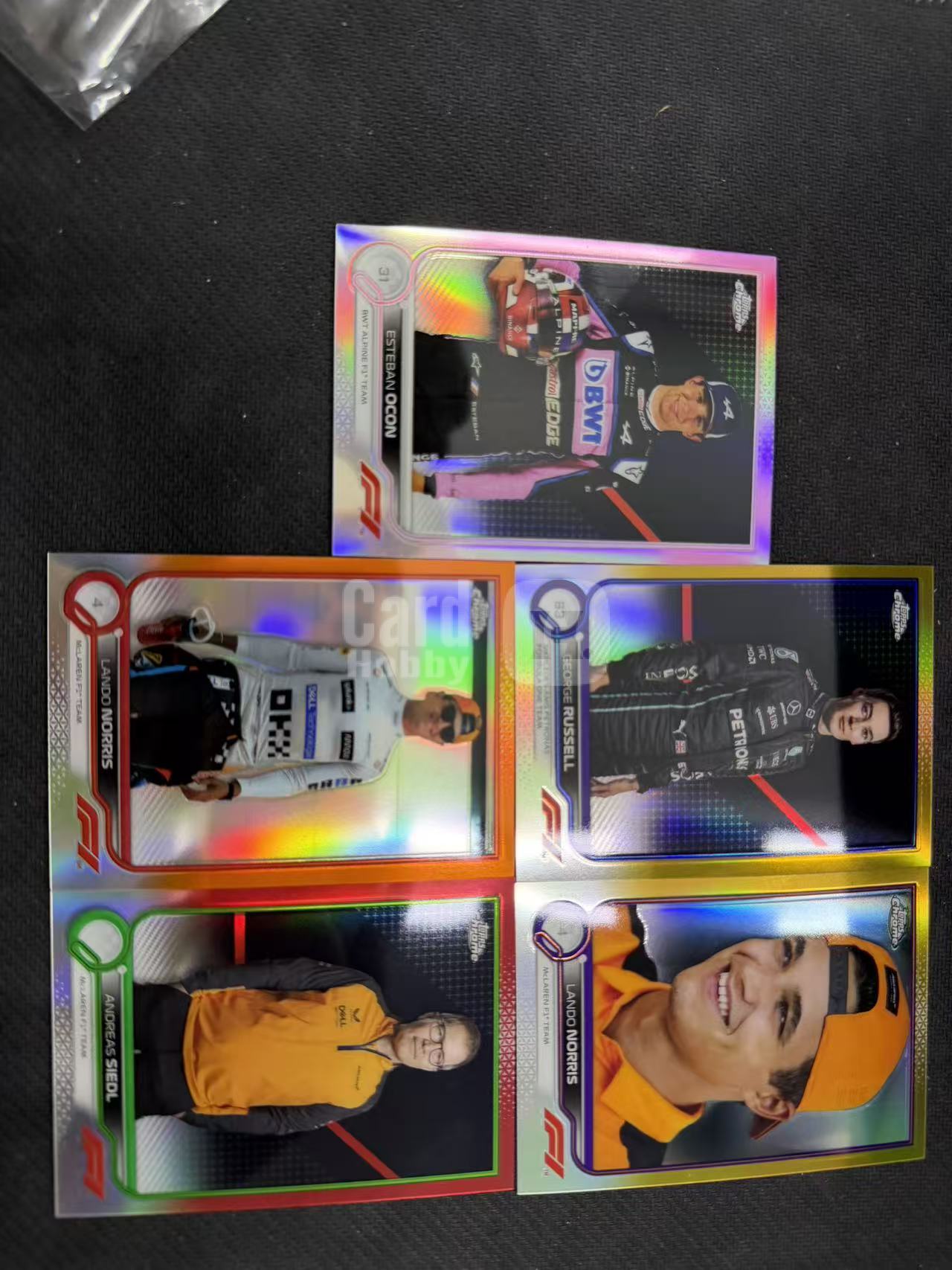 2022 Topps Chrome George Russell 五张不同折射F1选手打包 乔治 拉塞尔,兰多 诺里斯 卡固官方代卖 Gordon