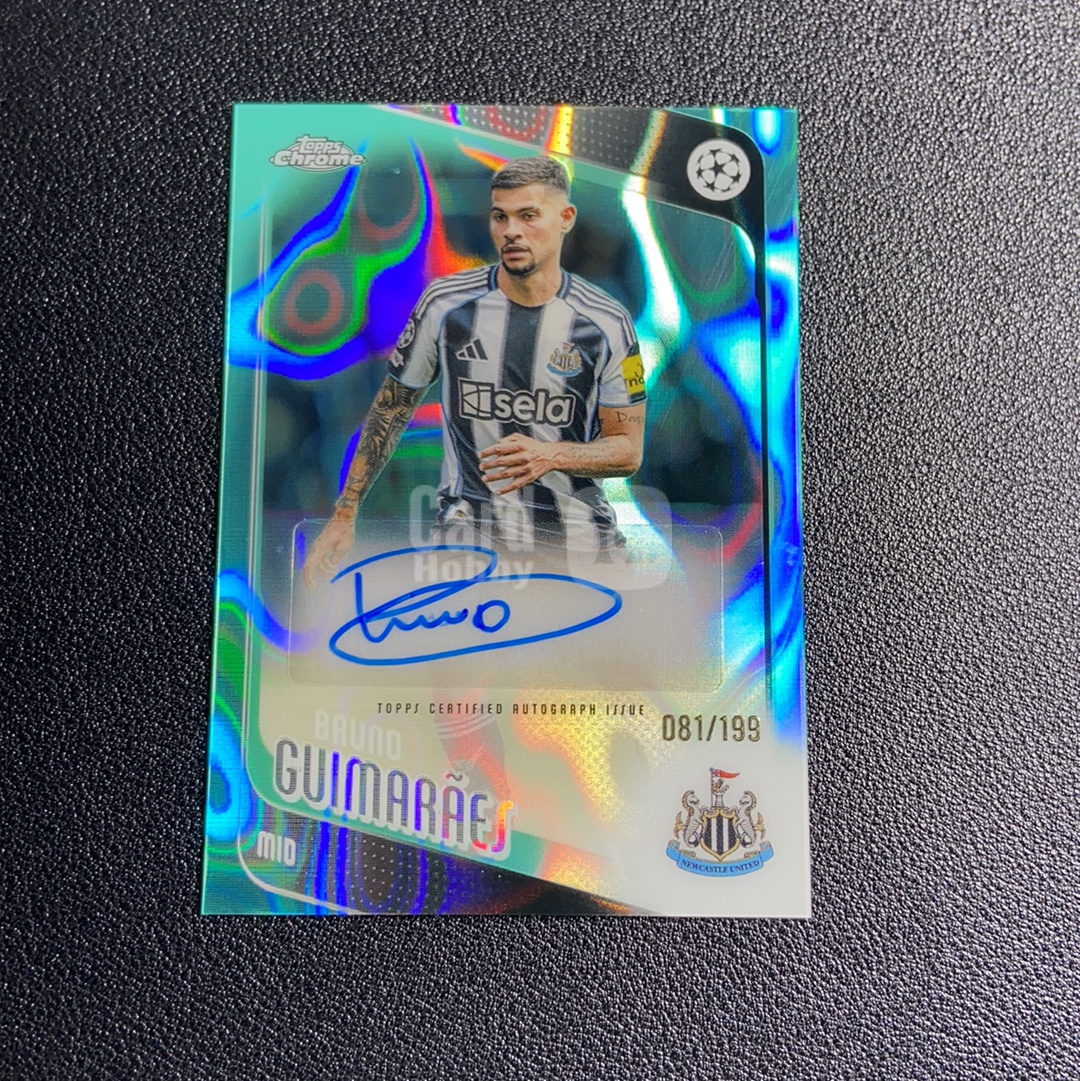 【小牛代拍】25-26 Topps Chrome Bruno Guimaraes 布鲁诺 吉马良斯 81/199编 亲熔岩折 签名 签字 纽卡斯尔联 阿森纳 欧冠TC 卡品如图(polo)