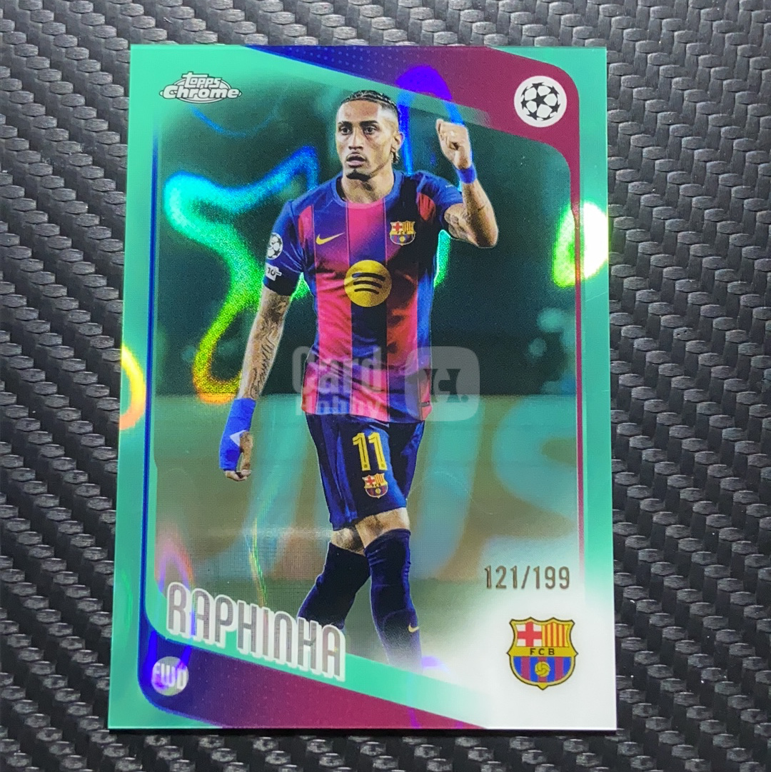 【小牛代拍】2026 Topps Chrome Raphinha 欧冠TC 巴塞罗那 巴萨 巴西 利兹联 拉菲尼亚 青折 青熔岩折 121/199编 卡品如图(polo)