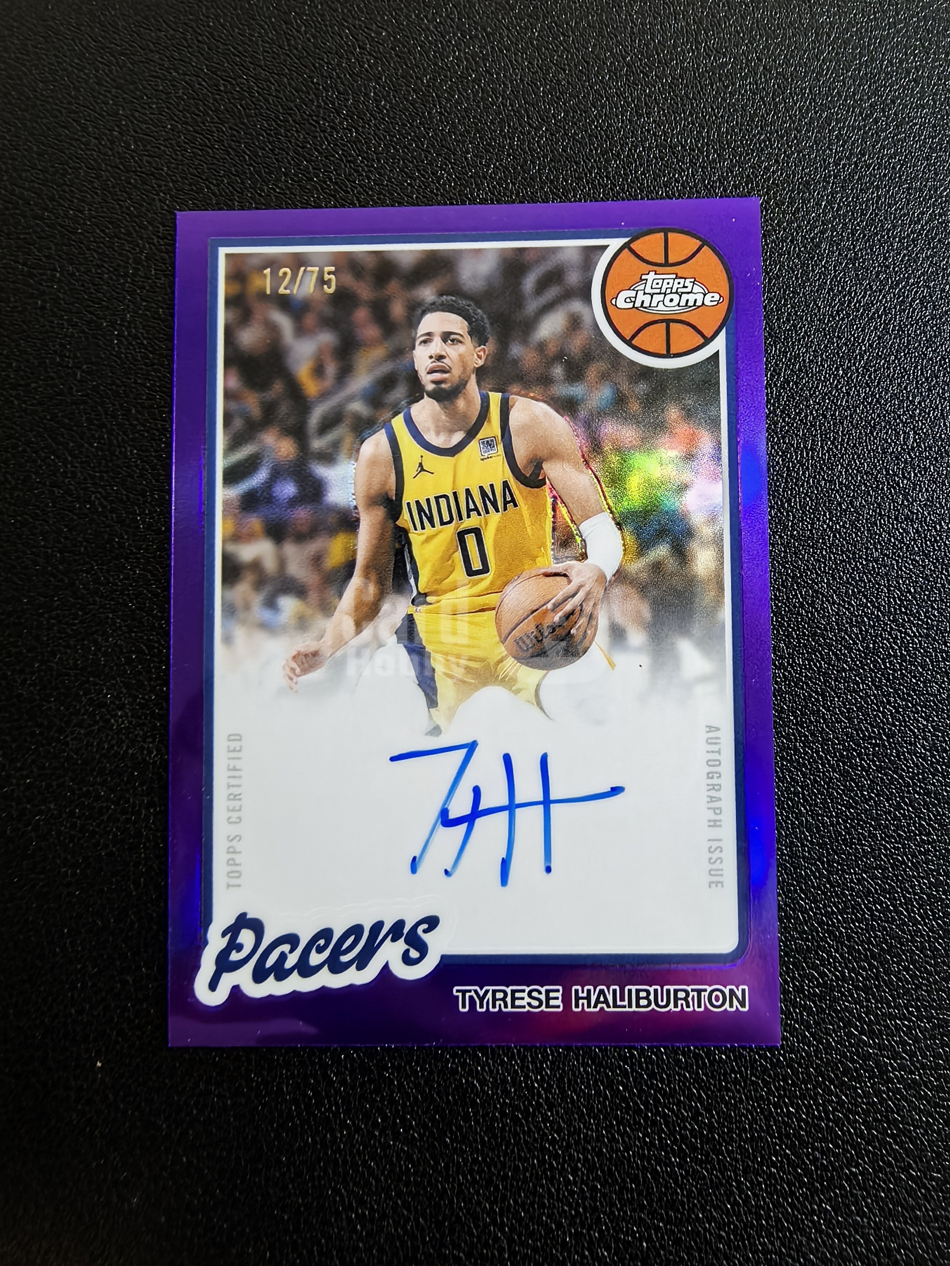 2025-26 Topps Chrome Update Tyrese Haliburton 步行者 泰雷塞哈利伯顿 12/75编 签字 卡签 复古签 紫折 折射 实卡精美 卡品如图 七哥