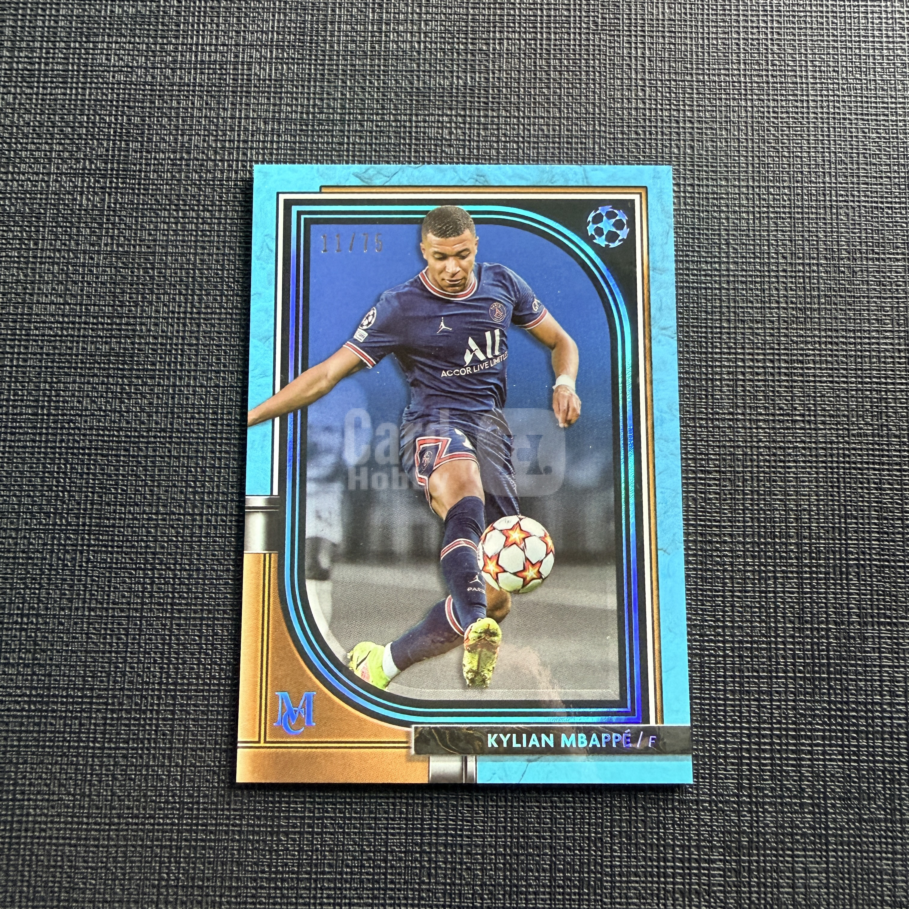 2022 Topps museum Kylian Mbappe 【大卫拍卖】欧冠 博物馆 巴黎圣日耳曼 基利安 姆巴佩 法国超跑 皇马 Base 蓝折 折射 75编 卡品如图