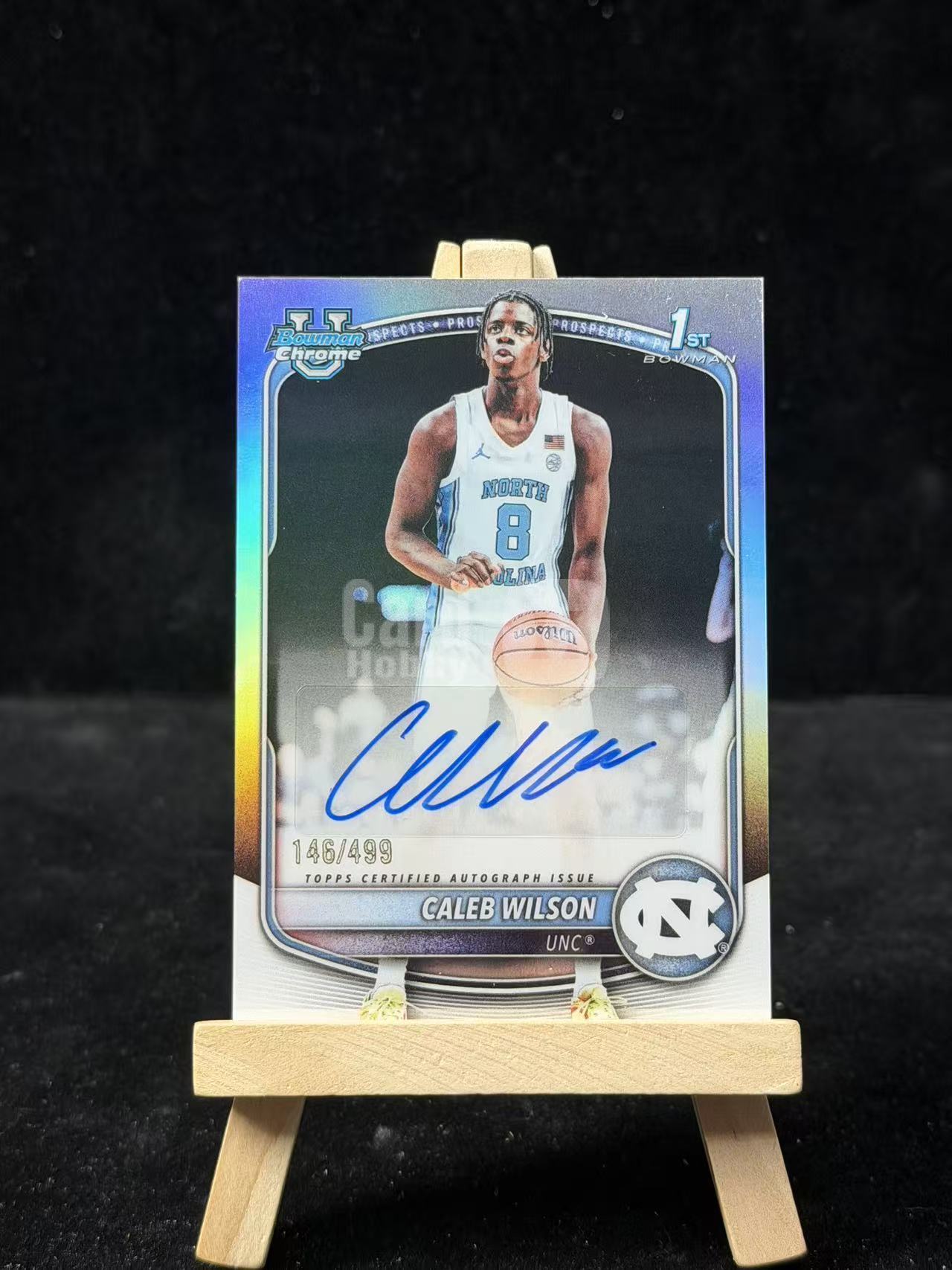 【Ai拍卖】2025-26 Bowman Chrome Refractor Caleb Wilson 1st凯莱布 威尔逊 146 /499 编 贴签 签字 潜力新秀 瑕疵如图 29-大雨