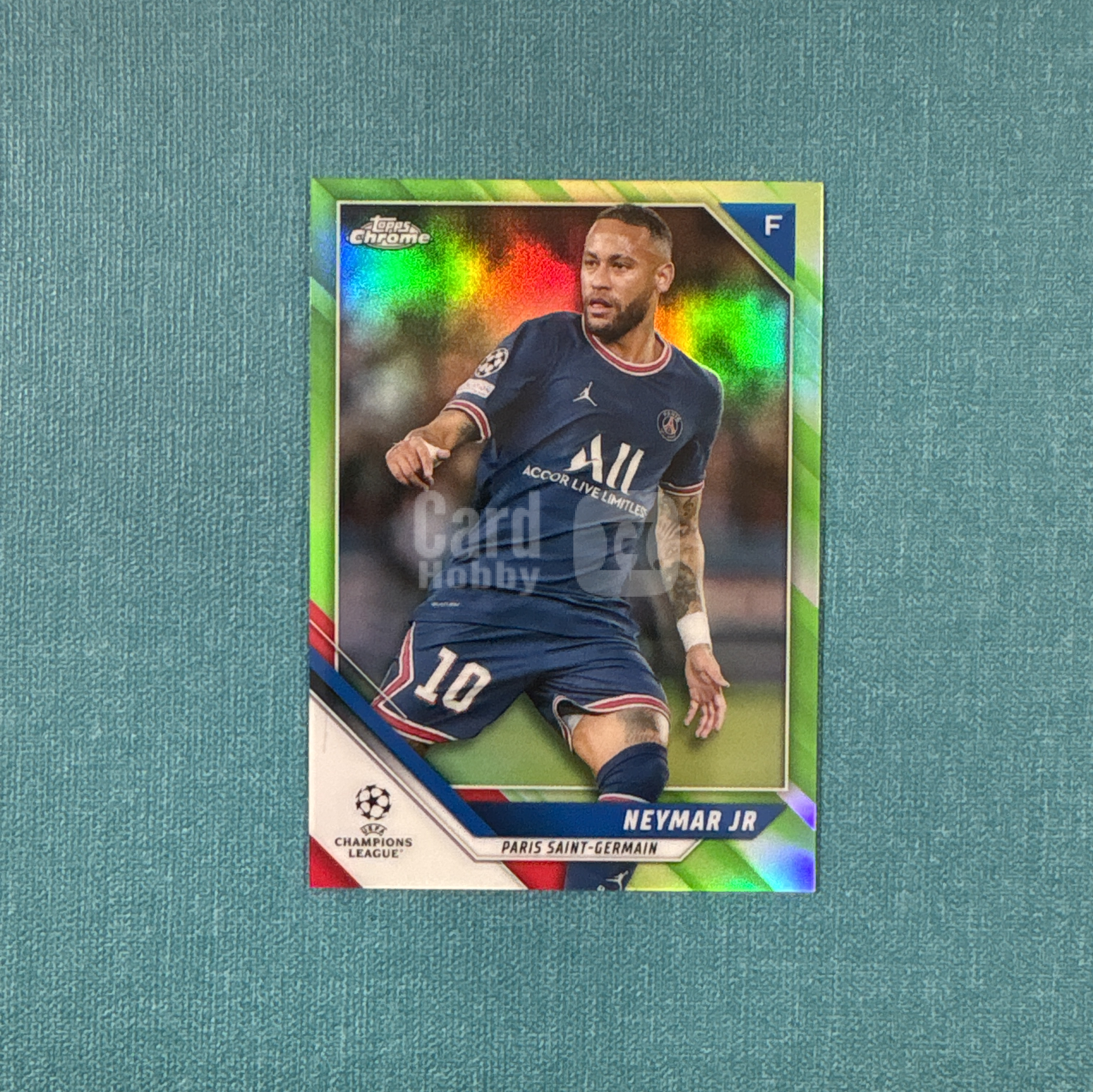2021-22 Topps Chrome 欧冠 Neymar 内马尔 37/99编 绿折 巴黎圣日耳曼 巴塞罗那 巴萨 卡品如图 LSH