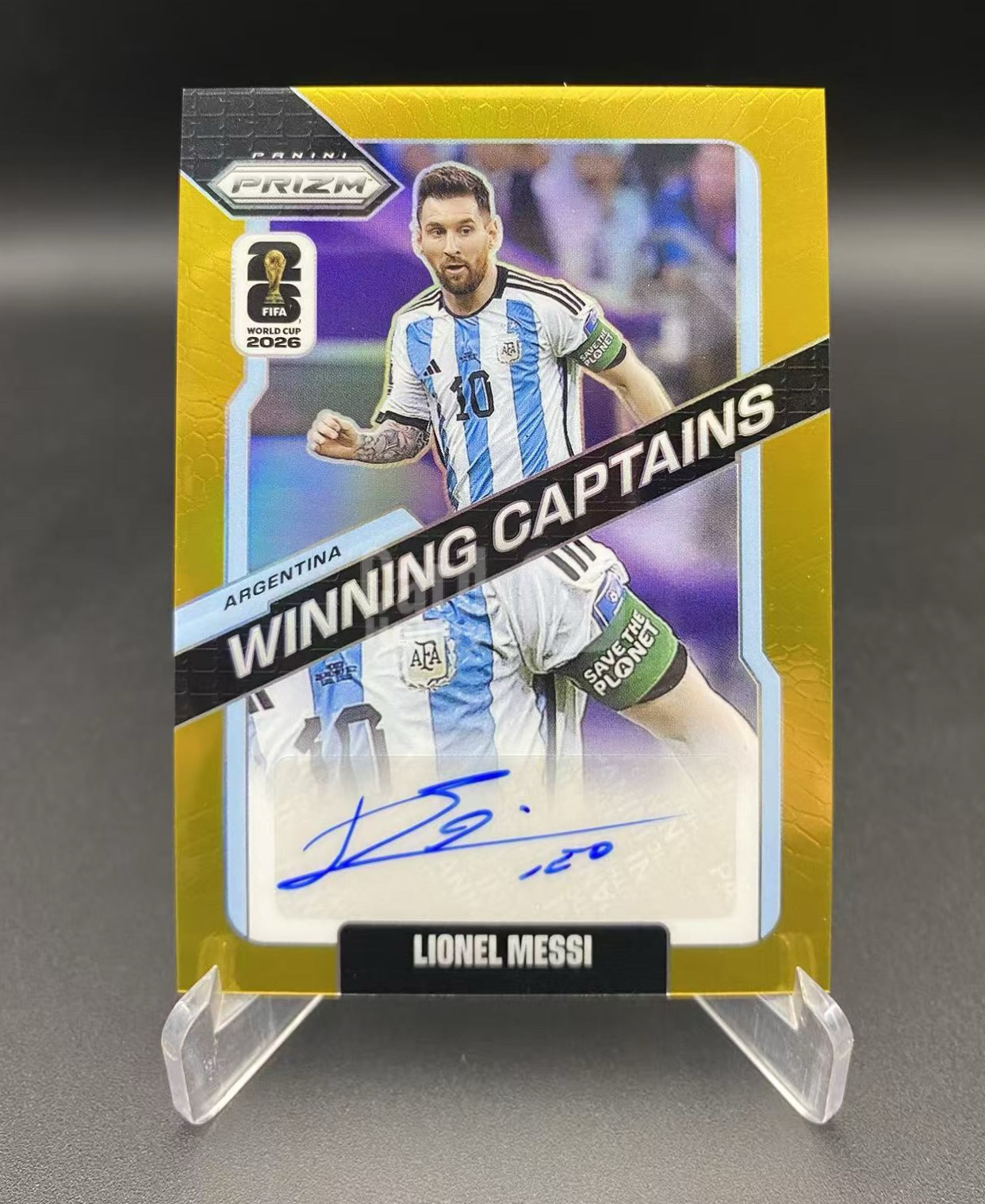 【深情拍卖】2026 Panini Prizm 世界杯PZ Lionel Messi 阿根廷 球王 梅西 10/10编 正金折 三同背 签字 冠军队长签 真正的藏品 系列大HIT