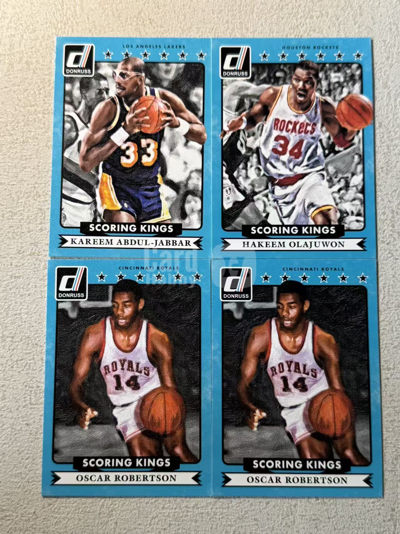 2014-15 Panini Donruss Kareem Abdul-Jabbar 杜蕾斯 六星油画 贾巴尔 奥拉朱旺等 稀有老特 大比例 sp 4张打包 经典选图 收藏必备