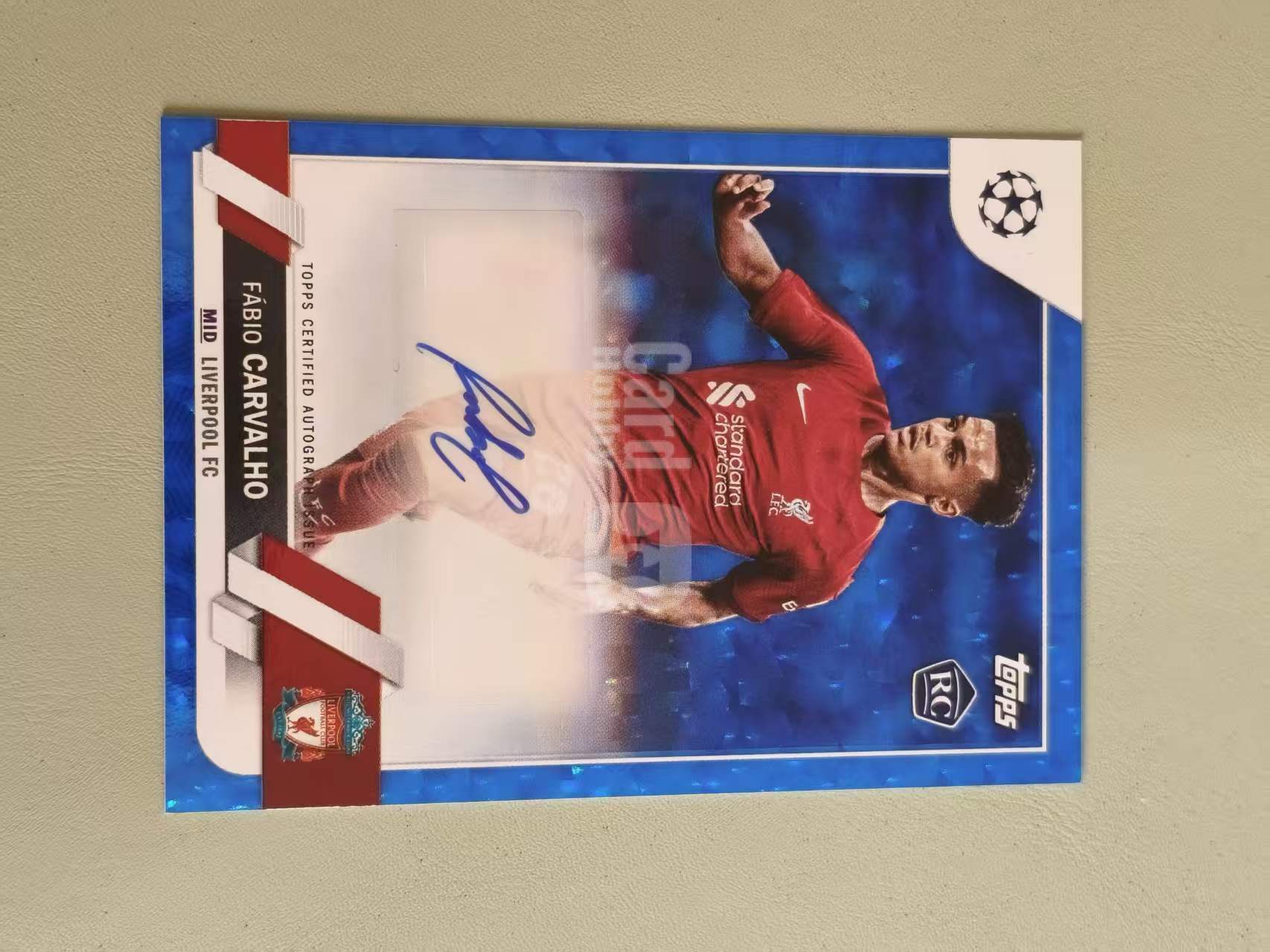 2023 Topps UCC Fabio Carvalho RC 法比奥 卡瓦略 签字 蓝碎冰折 38/99编 新秀 欧冠 UCC 利物浦 卡品如图