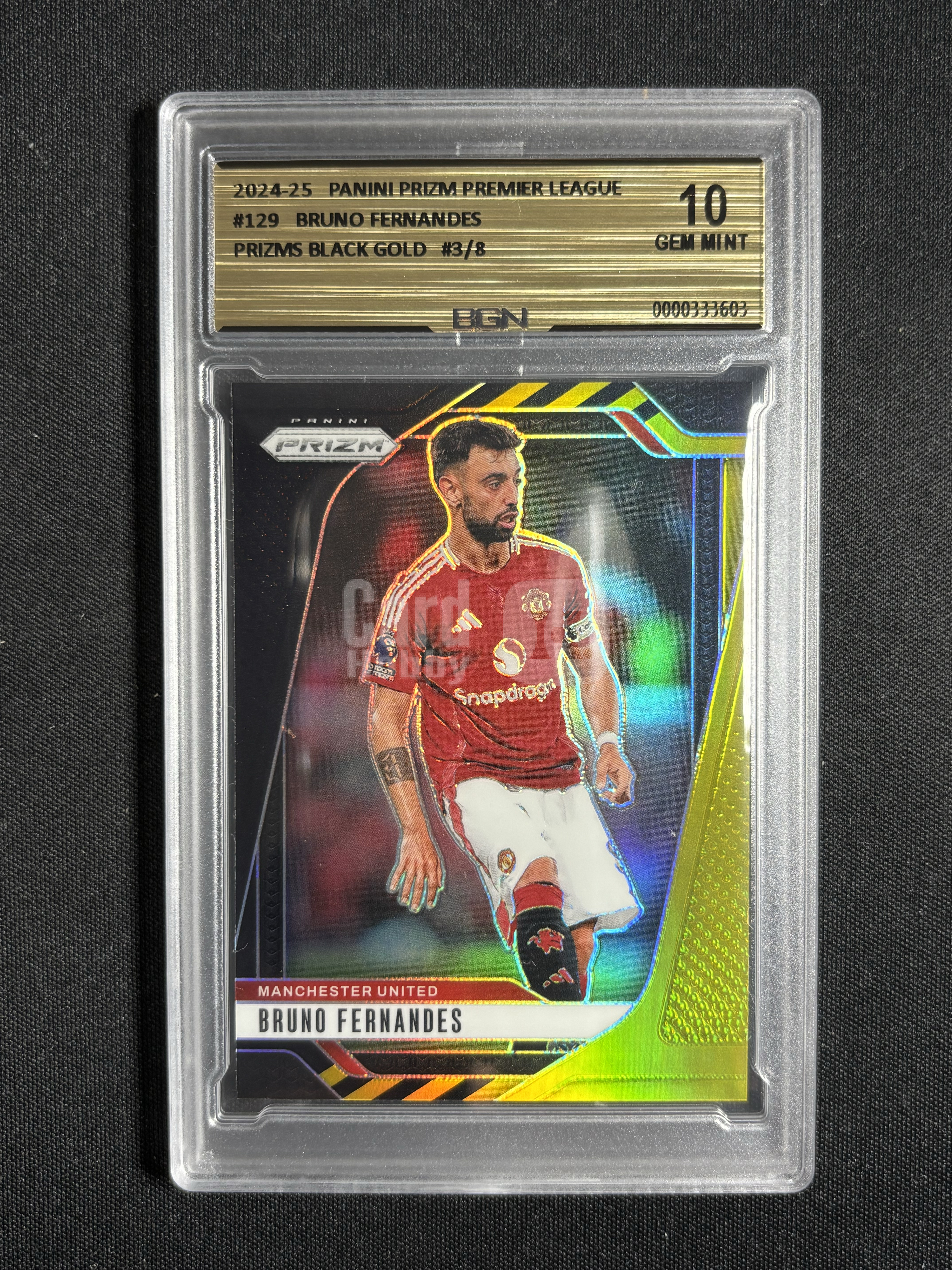 2024-25 Panini Prizm Bruno Fernandes 「墨色拍卖」英超Pz 曼联 布鲁诺 费尔南德斯 B费 3/8 黑金折 BGN金10可博PSA10 BCH9