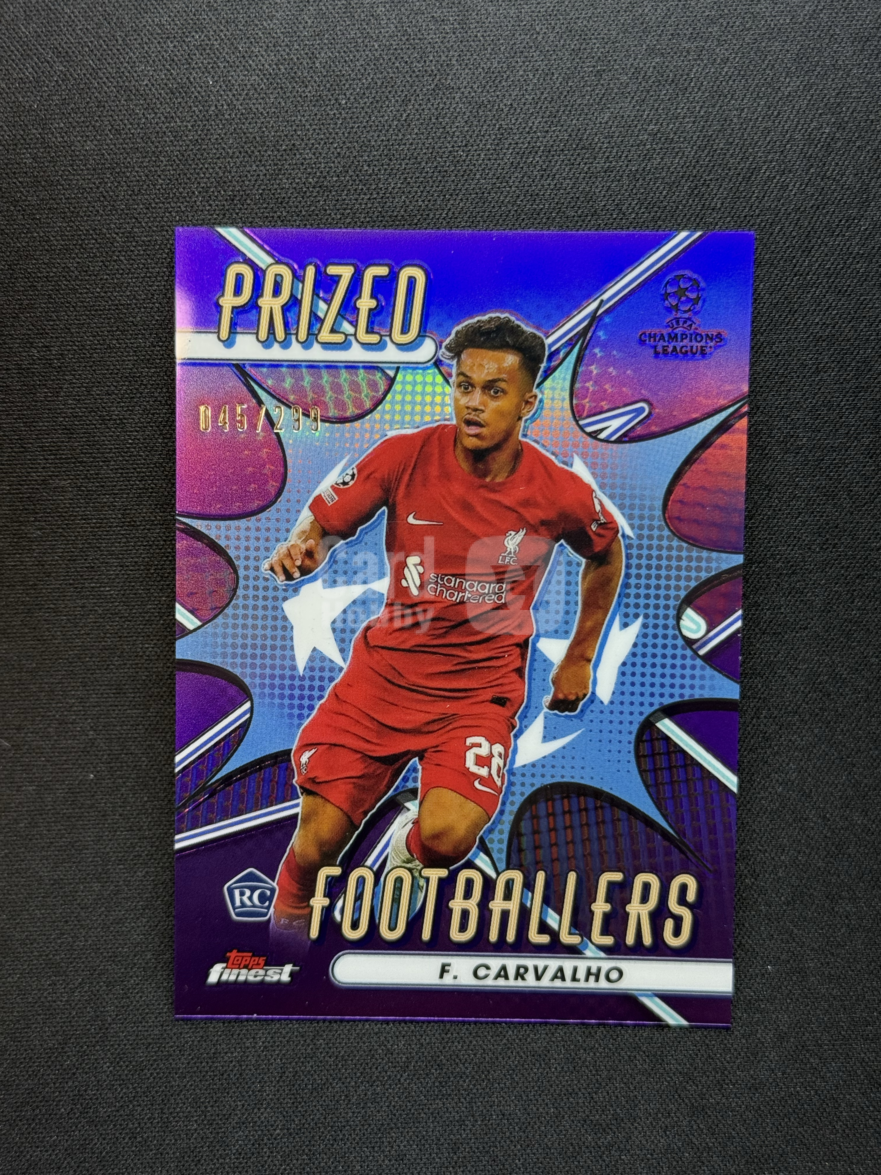 2022-23 Topps Finest Fábio Carvalho 【小贝代拍】欧战 Finest 利物浦 法比奥 卡瓦略 典范球员特卡 紫折 /299编 瑕疵如图 拍前看描述 H MFC