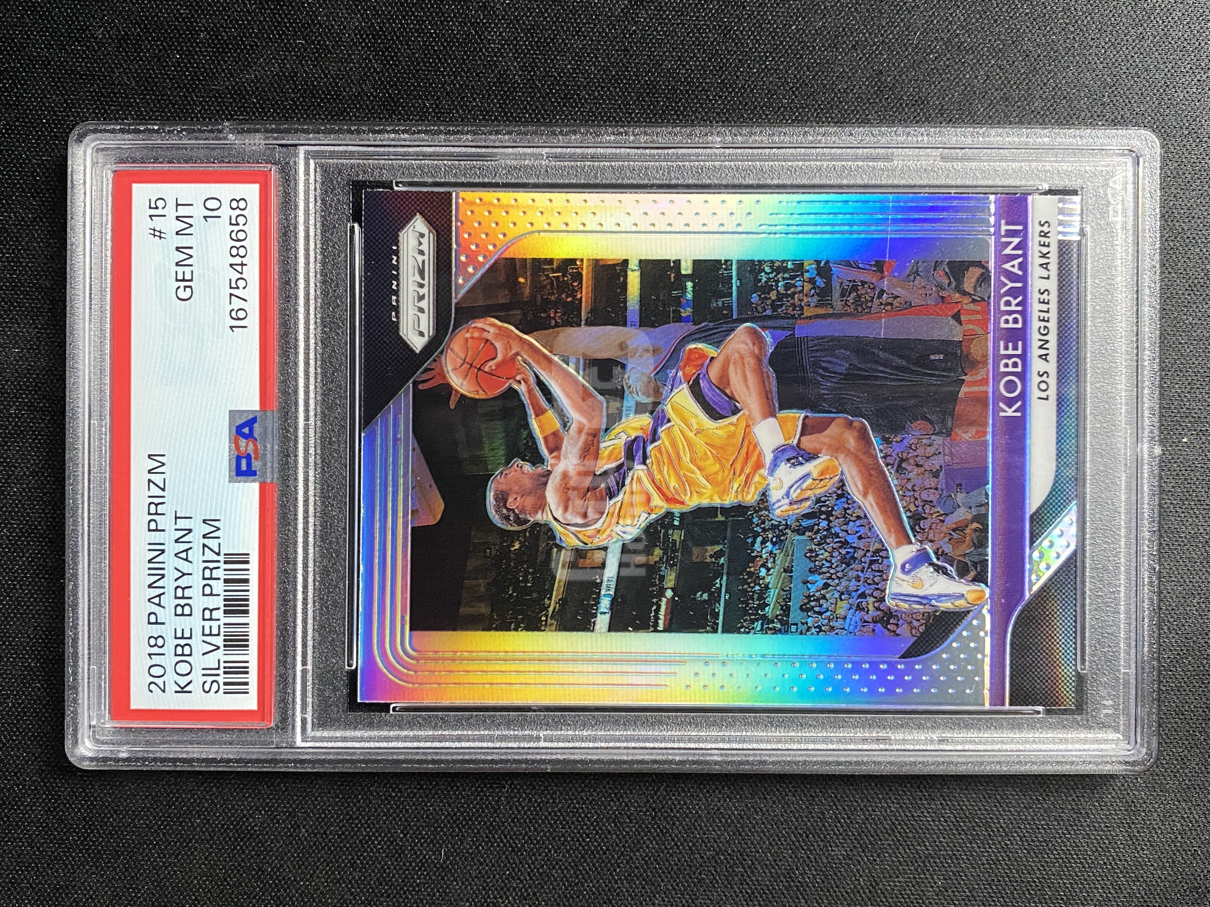【小幻拍卖精品】2018-19 PANINI PRIZM KOBE BRYANT 湖人 科比 布莱恩特 老大 正银折 折射 base 四大分卫 传奇名宿 PSA10分评级卡 8658 /INS预/【A】