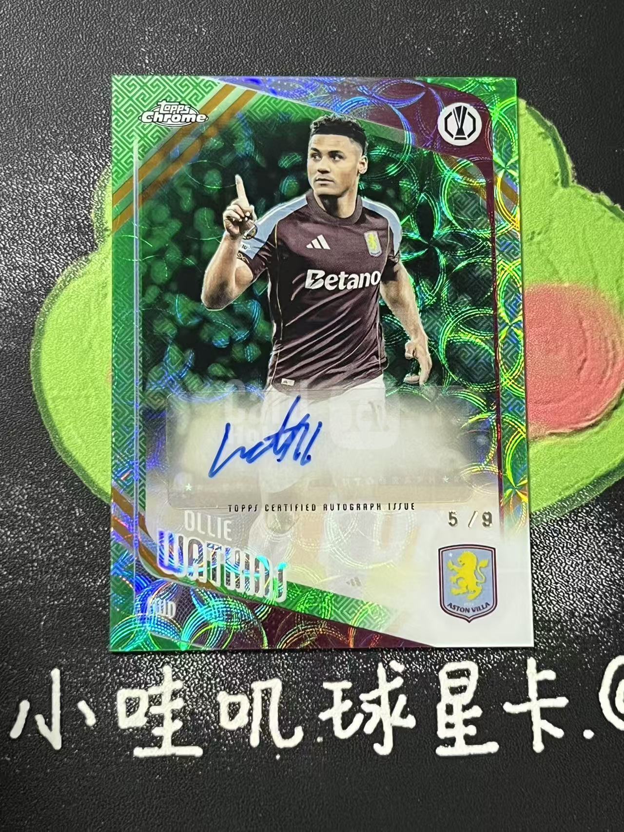 2026 Topps Chrome Ollie Watkins 欧冠 阿斯顿维拉 沃特金斯 9编 签字 绿钱币折 微瑕如图【ZYP代拍】羽羽