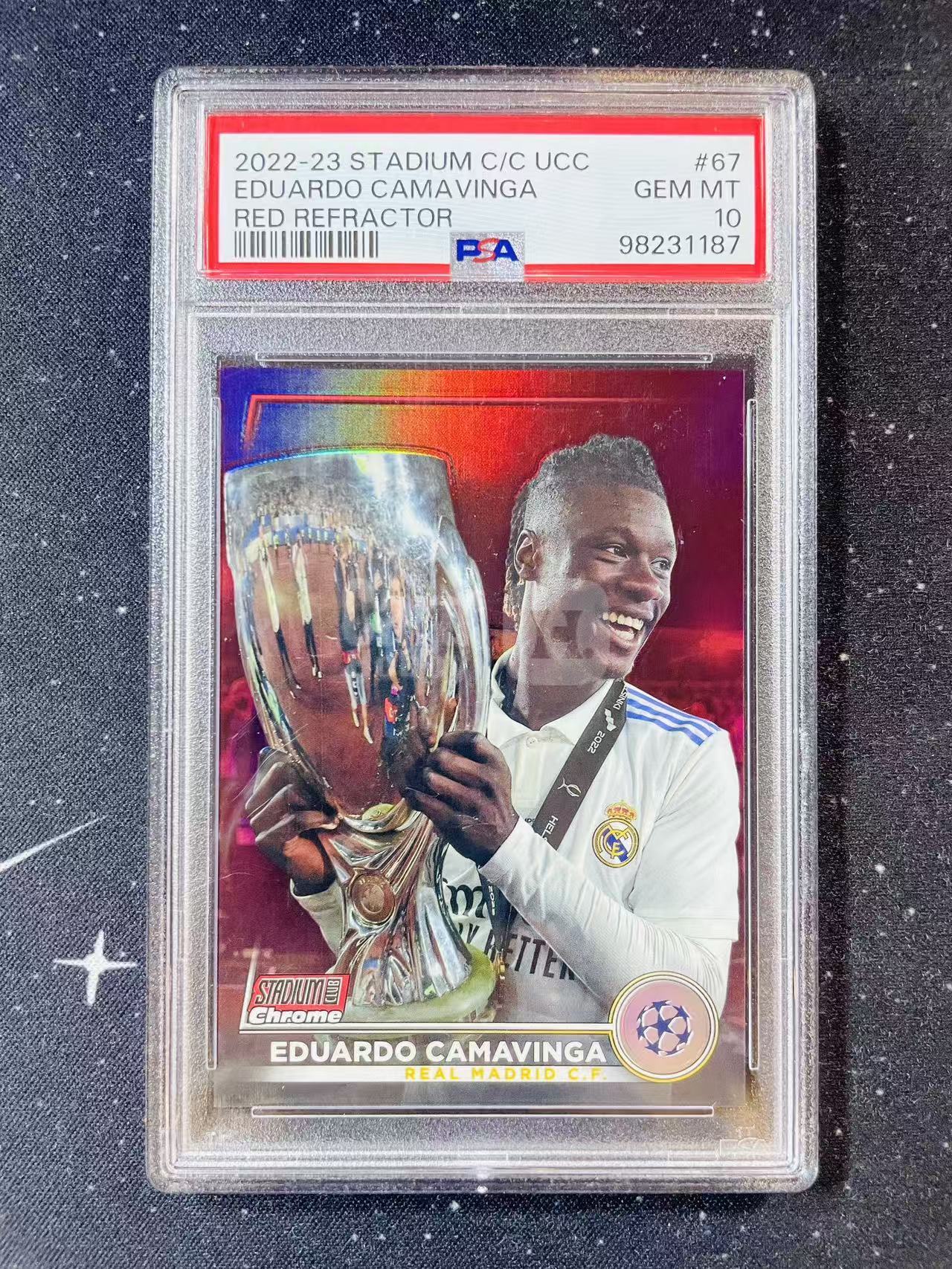 2022-23 Topps Stadium Club 竞技场 Eduardo Camavinga 爱德华多 卡马文加 欧冠 捧杯 2/5编 超低编 PSA10分 满分 POP1 红折 折射 法国 皇家马德里 皇马 洛北拍卖 凯凯9347i