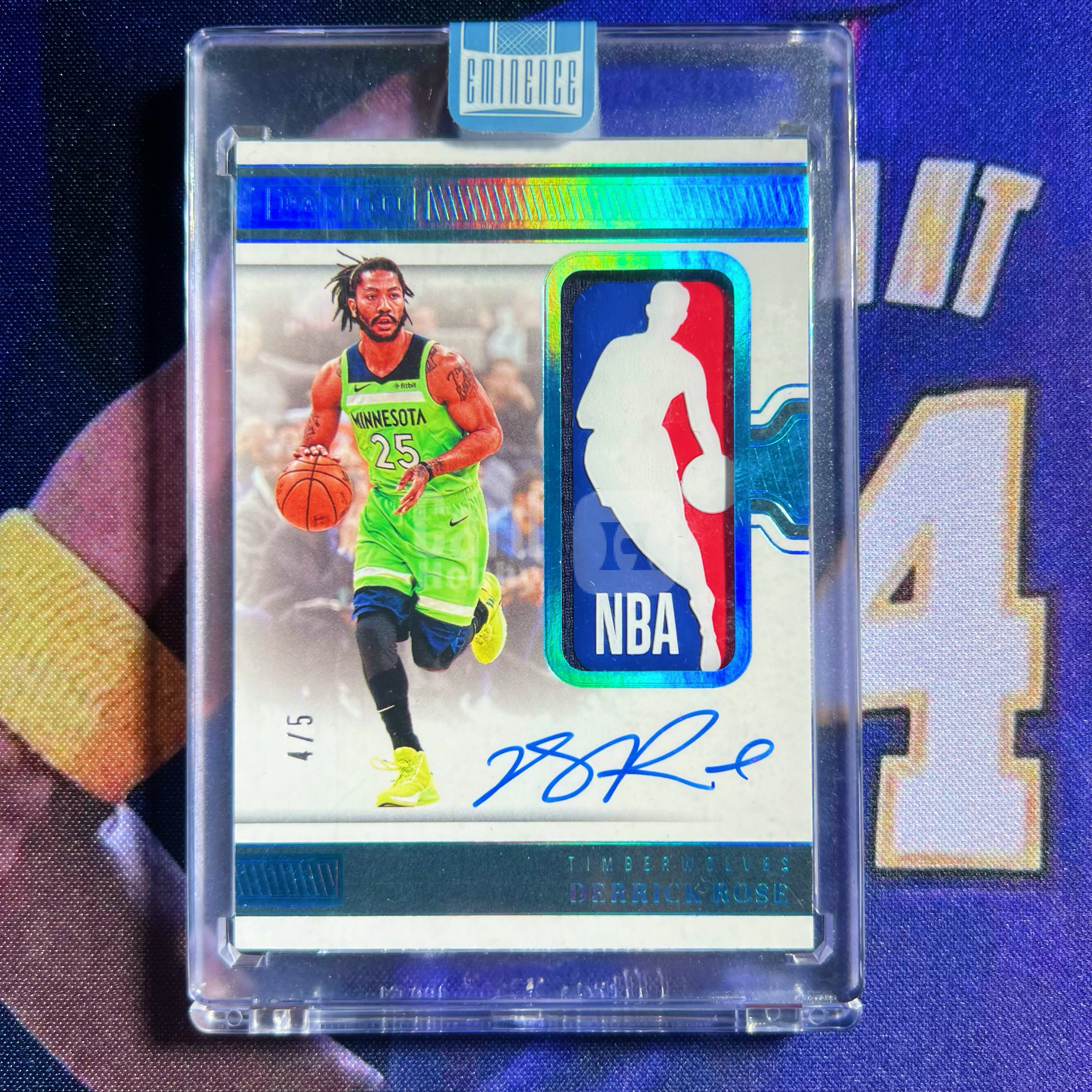 2024-25 Panini Eminence Derrick Rose 【星卡优转】末年大真金 森林狼 玫瑰 德里克罗斯 5编 湖水蓝闪 logoman签字卡 卡签 原封砖 收藏必备