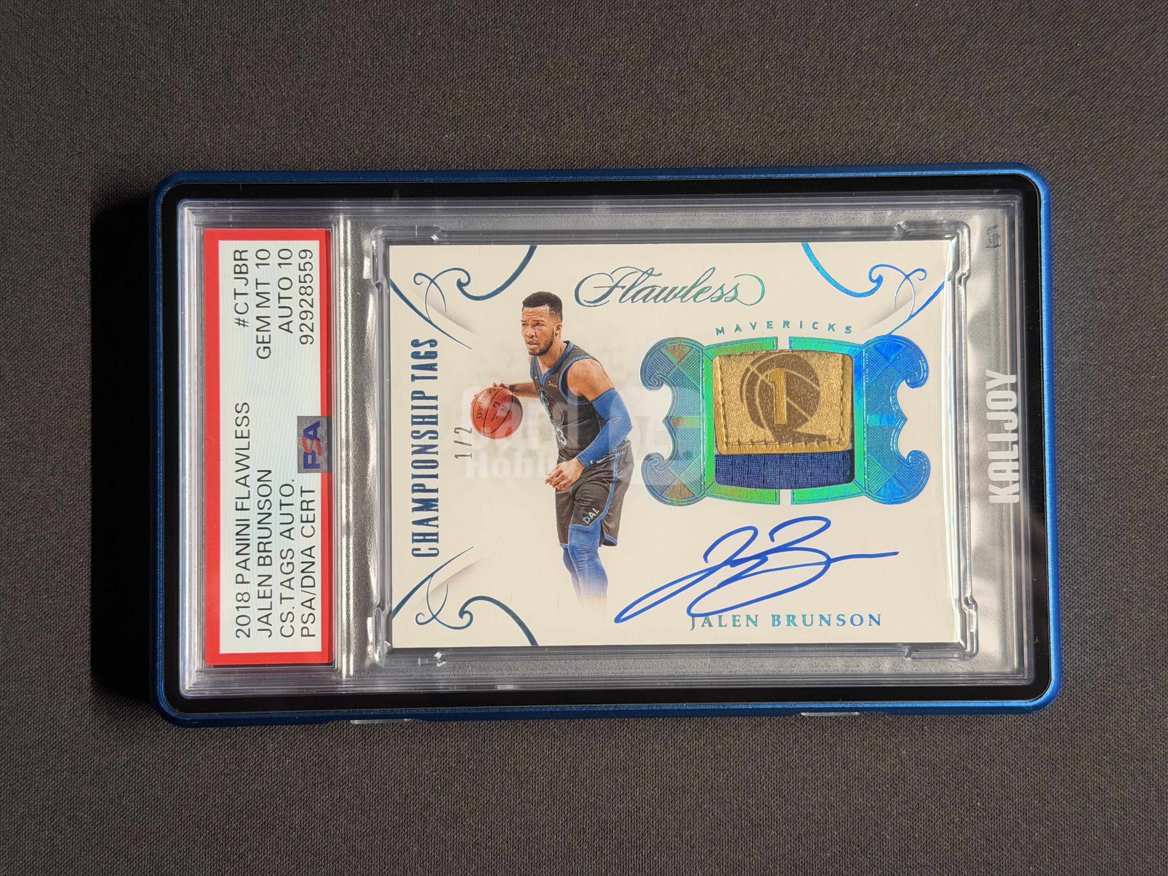 2018 Panini Flawless Jalen Brunson RC 新秀 手提 RTA 1/2编 首编 PSA10/10 POP1 布伦森 总冠军TAG 球衣签字 纽约尼克斯 独行侠【黑汤圆】