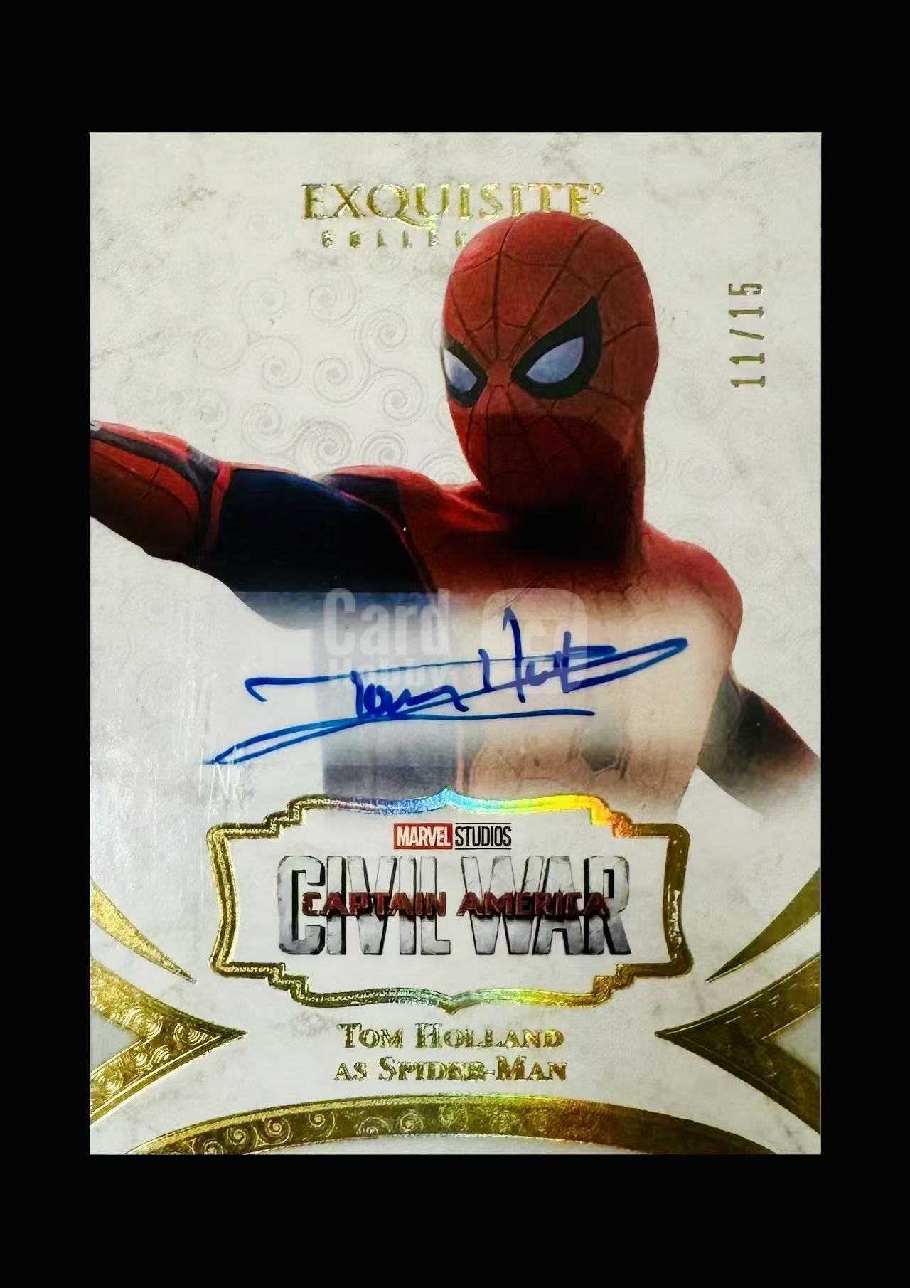 【扒卡拍卖】2021 UPPER DECK MARVEL BLACK DIAMOND EXQUISITE TOM HOLLAND SPIDER-MAN UD 漫威 大黑钻 木盒 荷兰弟 蜘蛛侠 签字 /15编 仅有黑1/1平行 天花板卡种！