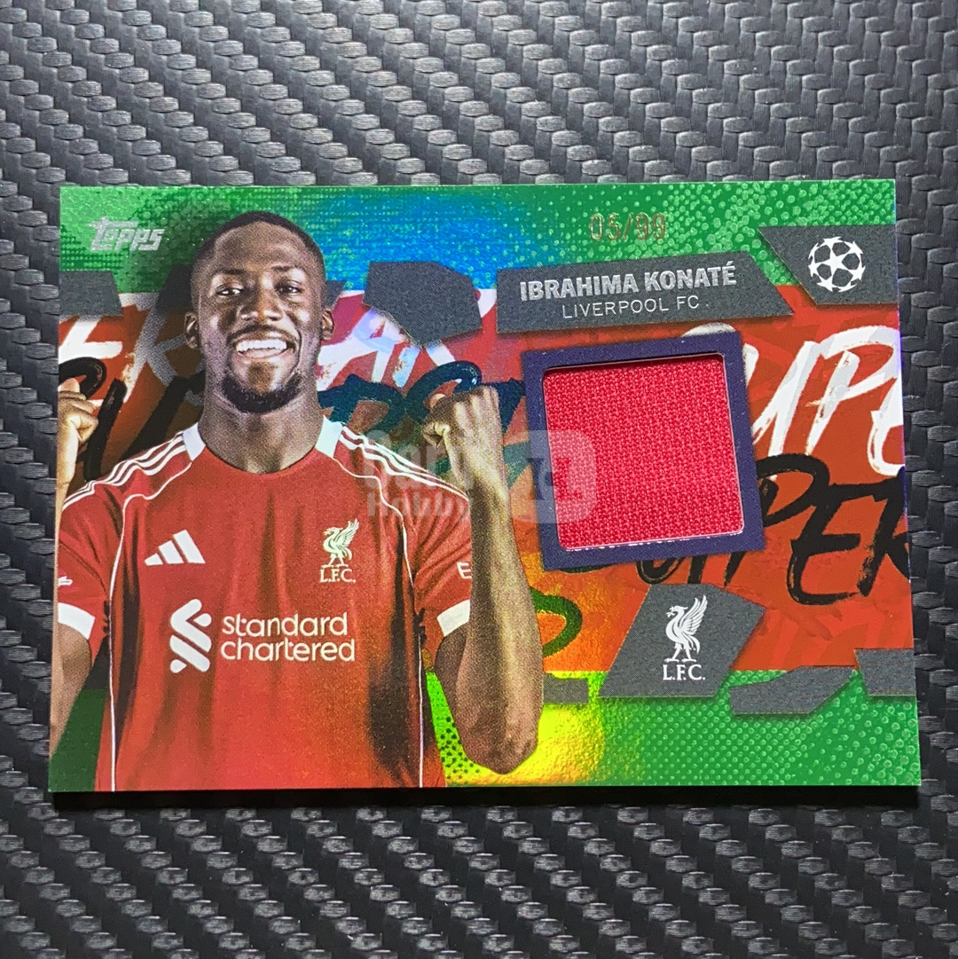 【小牛代拍】 2026 Topps UCC 欧冠 日版樱花 Ibrahima Konate 法国 利物浦 科纳特 小窗物料 亲穿球衣切割 绿折 5/99编 卡品如图(kua)