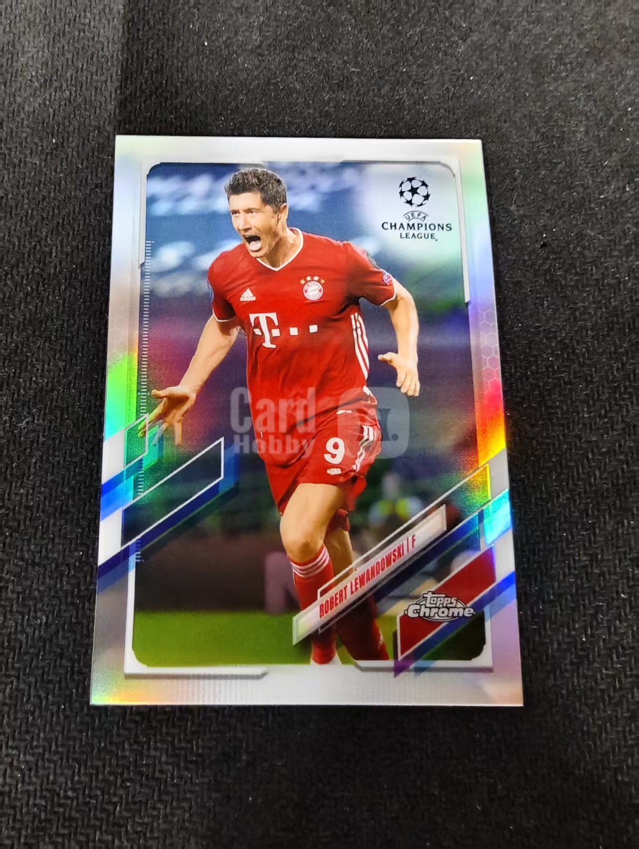 【可合并,不累计】2021 Topps Chrome Robert Lewandowski 拜仁 莱万多夫斯基 欧冠 银折 划痕 边角瑕疵 #50