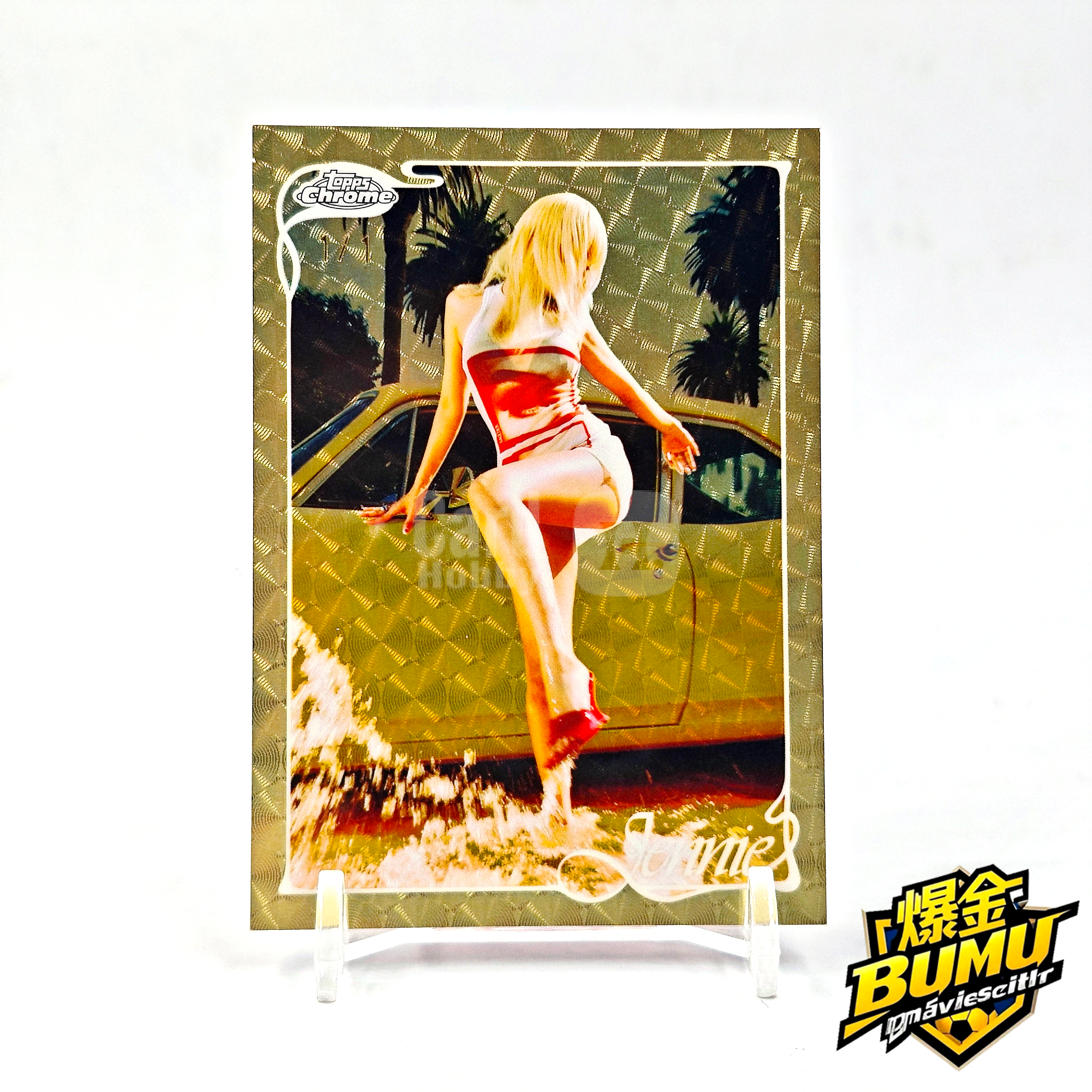 2026 Topps Chrome × Jennie 金珍妮 1/1编 爆金折 1of1 金发 #27 专辑《Mantra》预热D-2预告海报选图 棕桐树 Blackpink 首次联名K-POP solo艺人 韩国女团 瑕疵如图 BU293