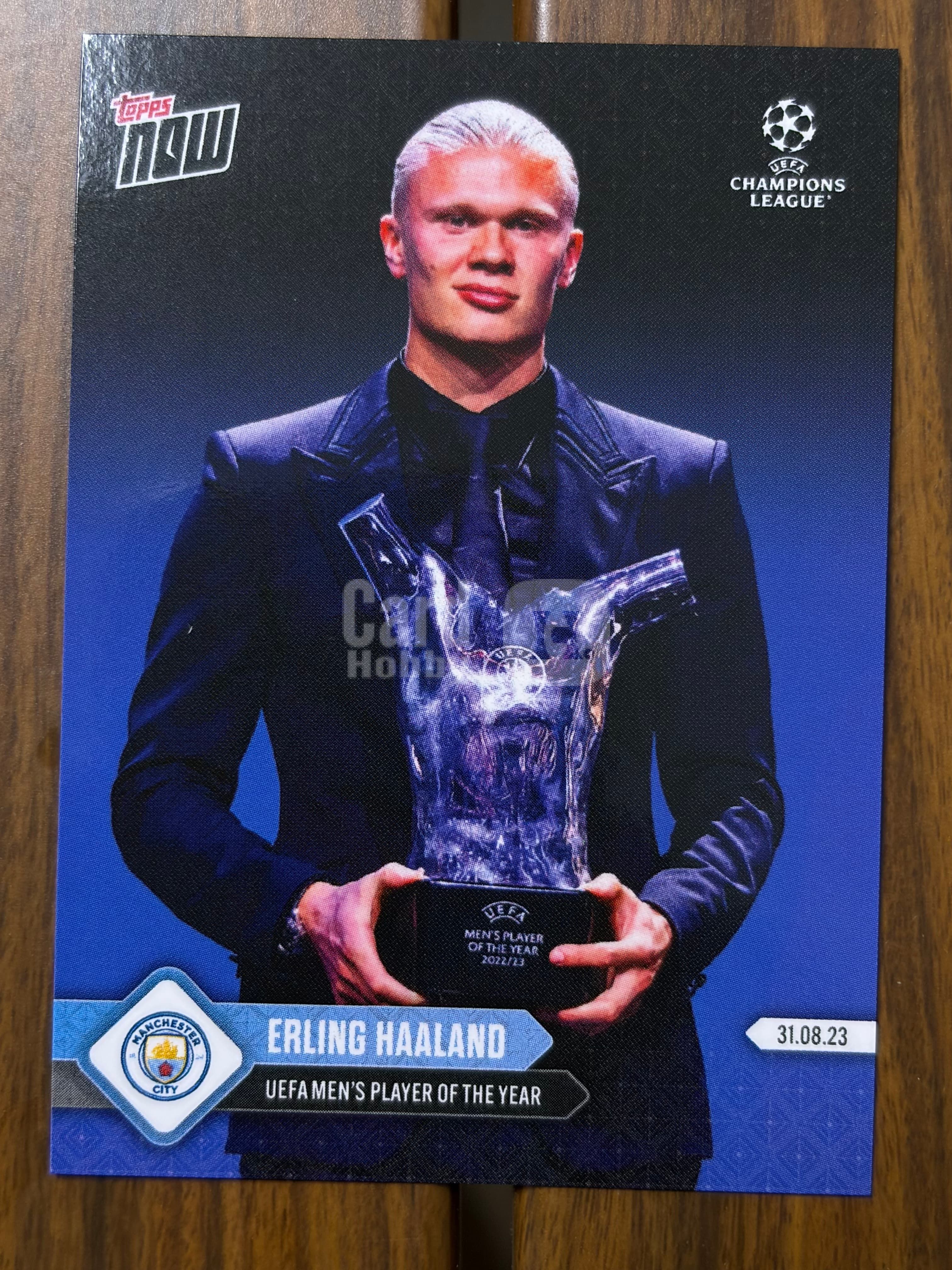 2023 Topps Topps Now Erling Haaland 曼城 世界杯 挪威 哈兰德 2022-23 赛季欧冠最佳球员捧杯时刻 实卡美丽 收藏必备