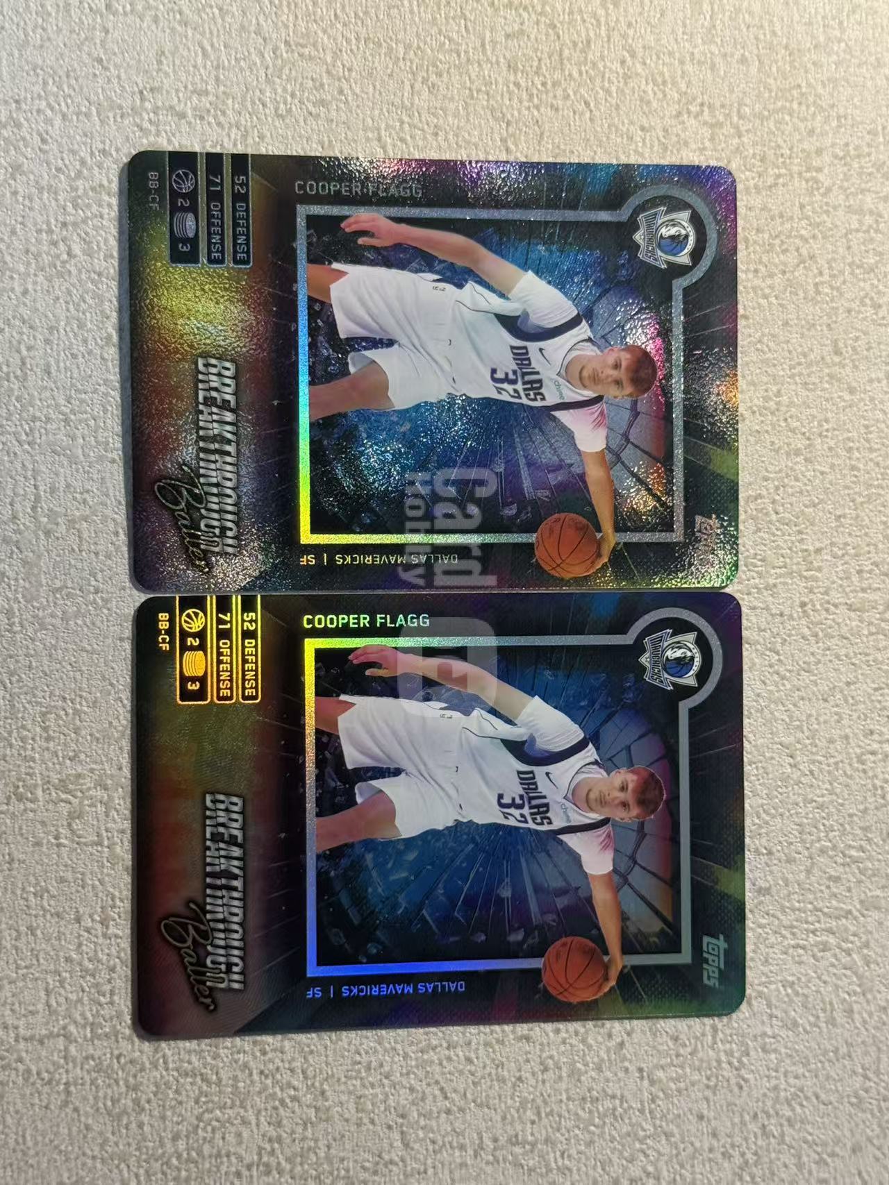 2025 Topps Match Attax Cooper Flagg RC 游戏版 独行侠 新秀rc 弗拉格 特卡 折射 sp 美国之子 2张打包 经典选图 收藏必备