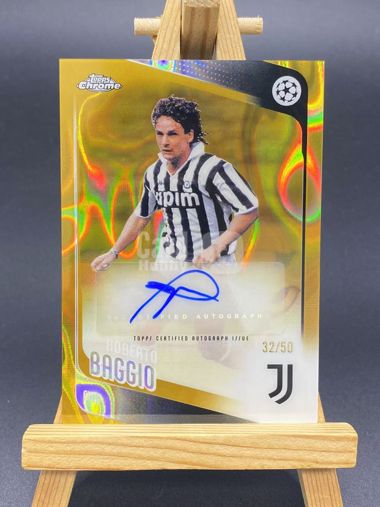 2025-26 【六六代卖 预付快速回款】 Chrome Roberto Baggio 罗伯特 巴乔 尤文图斯 32/50编 意大利 TC 签字 金熔岩折 折射 瑕疵如图（山河图01）