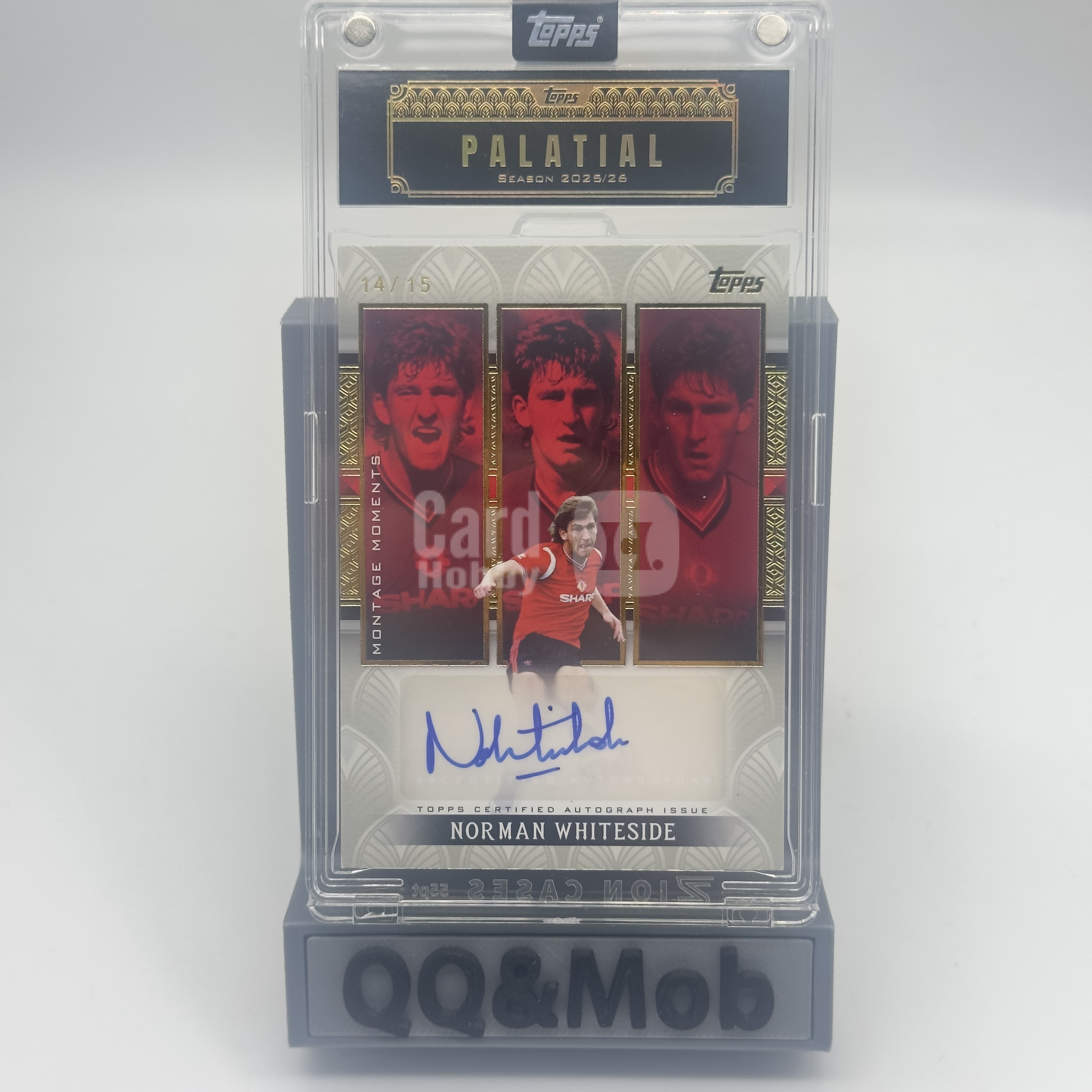 2025-26 Topps Palatial Norman Whiteside 曼联宫殿高端队盒 诺曼 怀特塞德 蒙太奇时刻签 14/15编 三头 签字 签名 原封砖 折射