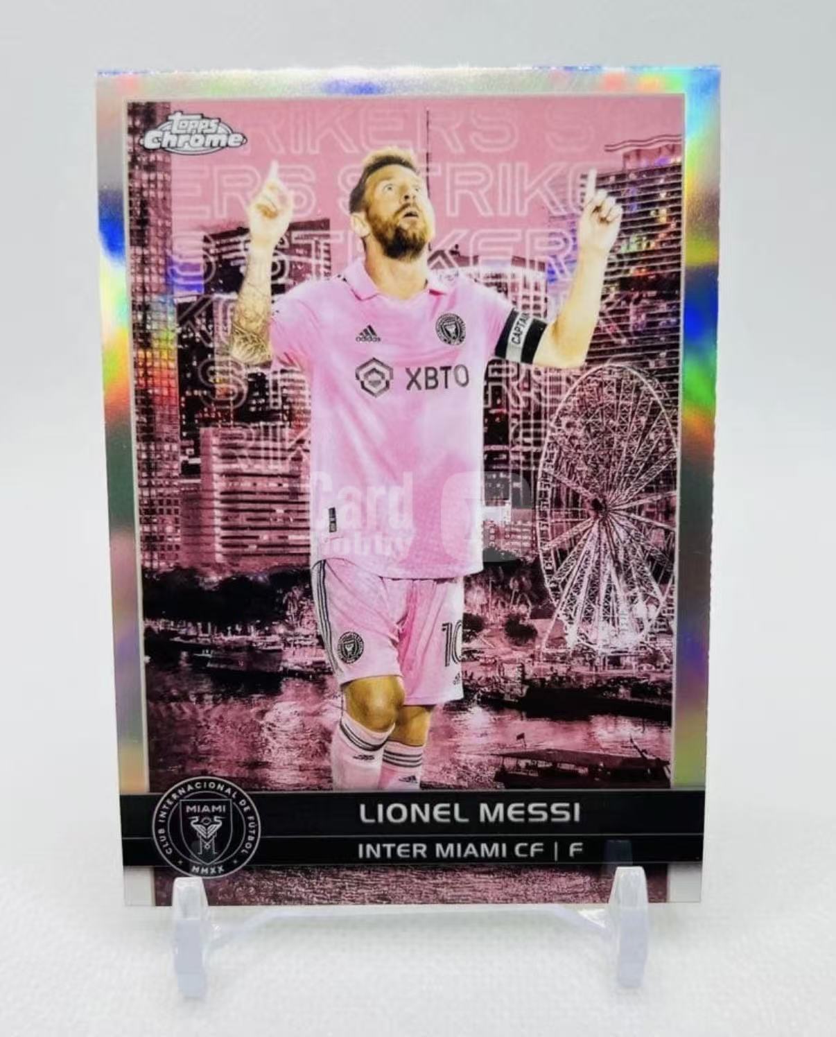 2023 Topps MLS chrome Lionel Messi 美职联首版 首皮 大比例 SSP 迈阿密国际 地标 双手指天 庆祝 里奥 梅西 银折 折射 大比例 箱货 卡品如图