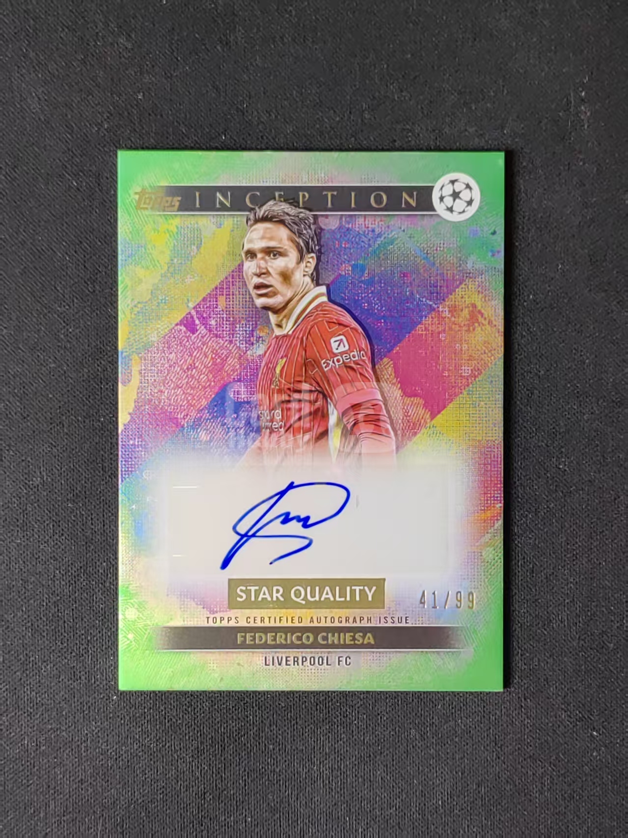 2025 Topps Inception Federico Chiesa 【林林拍卖吹c王】盗梦空间系列 欧冠 英超 利物浦 小基耶萨 41/99编 绿折 签字