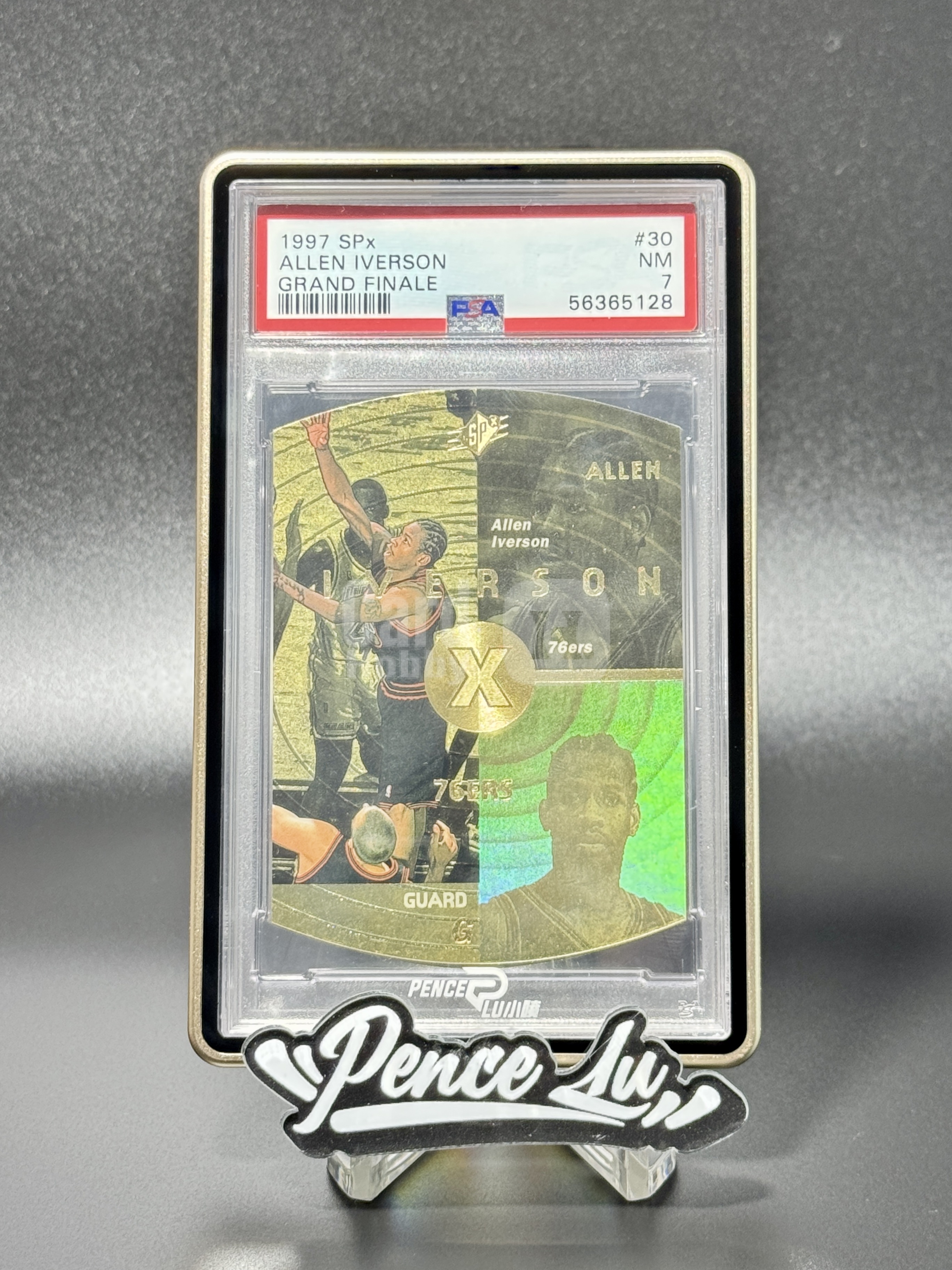 【喷子拍卖】1997-98 upper deck SPx Allen Iverson 费城76人 答案 艾弗森 艾佛森 顶级老特 grand finale 50编 手写编 大hit卡 超级难出 金闪 异形 PSA7 送订制壳 Avicii