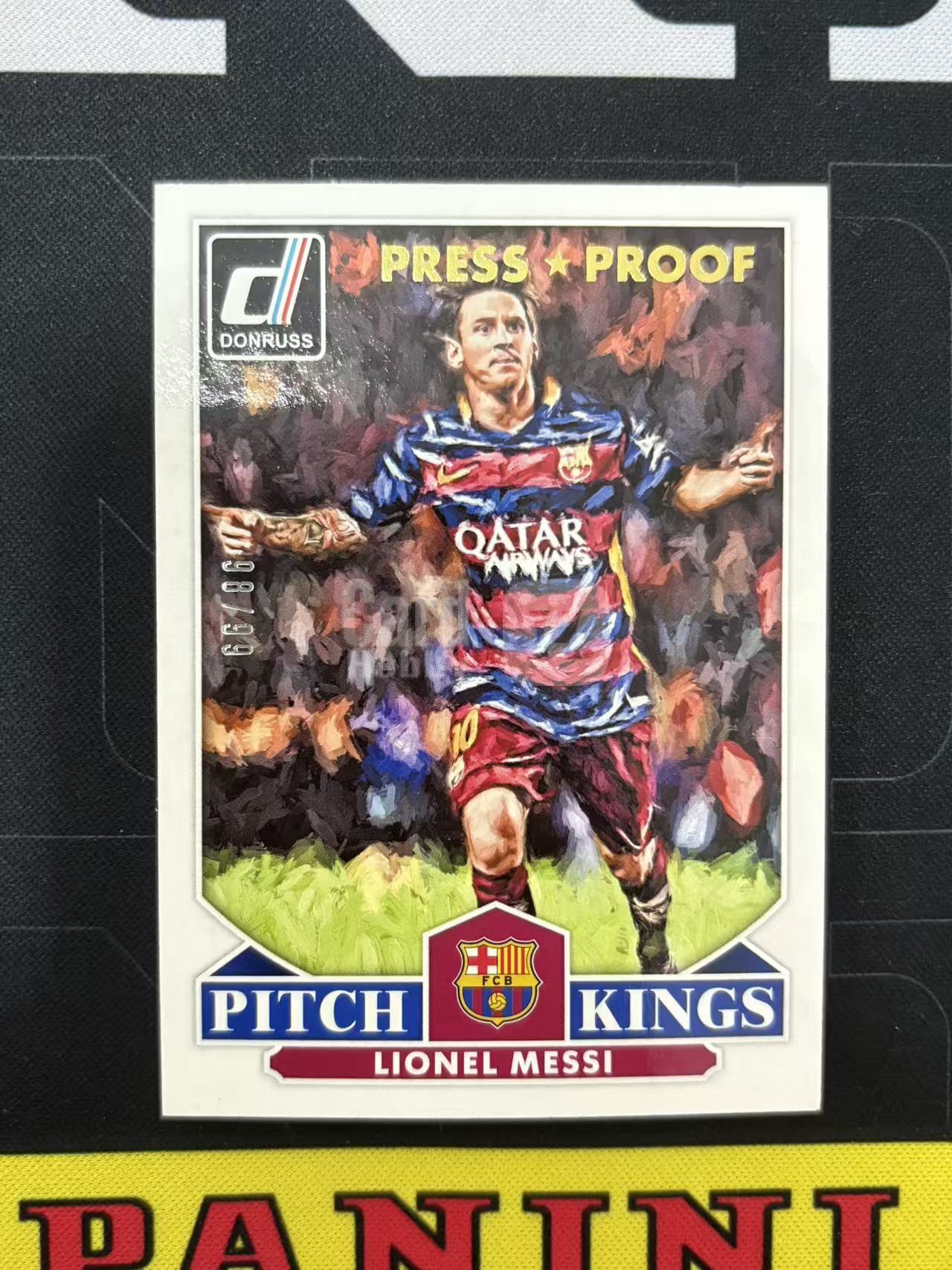 2015-16 Panini Donruss Lionel Messi 元年杜蕾斯 梅西 Pitch Kings 油画 99编 金平行 球王 阿根廷 巴萨 卡品如图