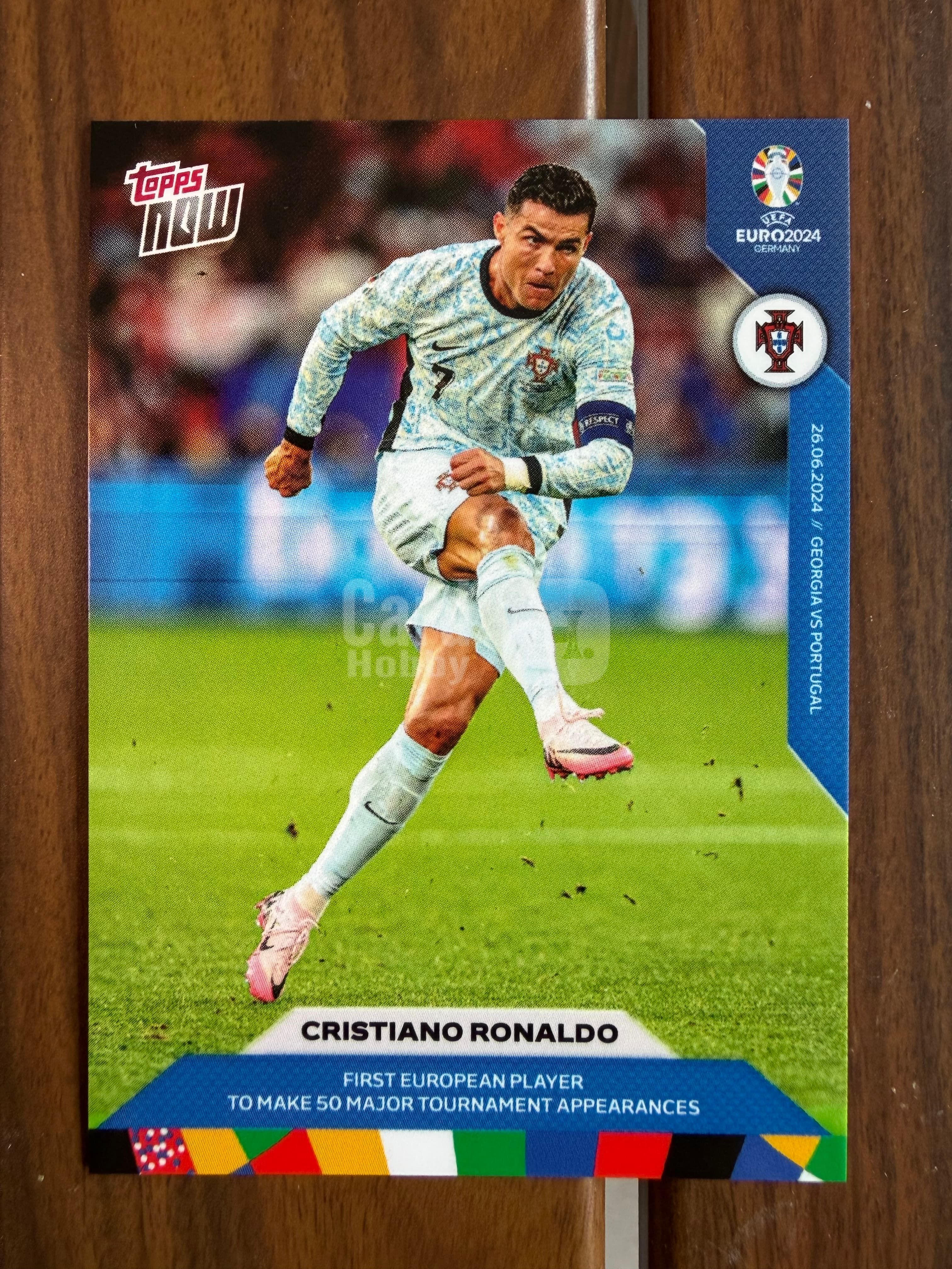 2024 Topps Topps Now Cristiano Ronaldo 世界杯 葡萄牙 C罗 克里斯蒂亚诺 罗纳尔多 欧洲杯 50次大赛出场 传奇 皇马 时刻记录 实卡精美 收藏必备