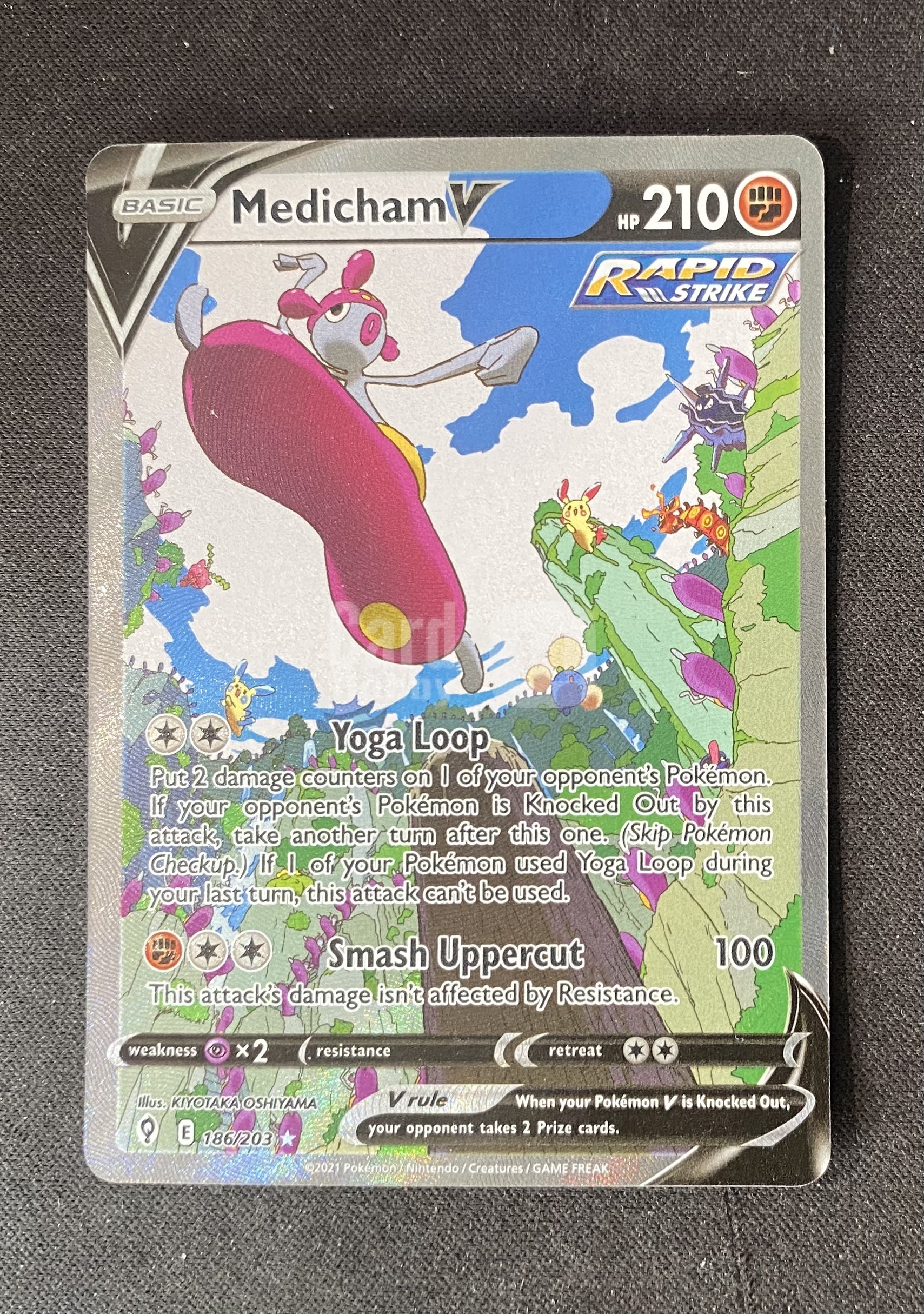 【来拆波卡】2021 Pokemon TCG 宝可梦 美版 Medicham V 恰雷姆V 186/203 闪卡 瑕疵见图 AL