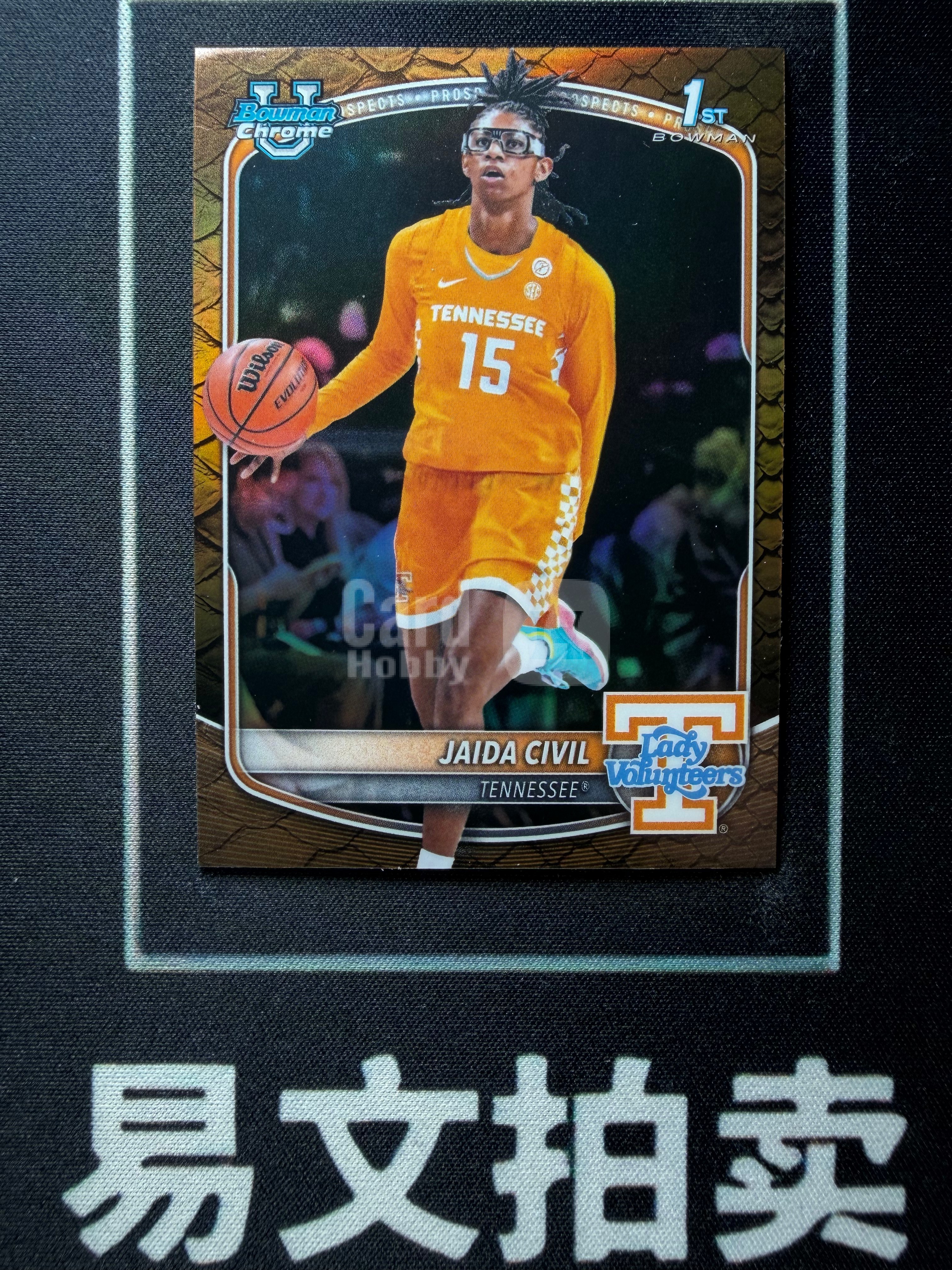 【易文拍卖 超级回款】2025-26 Topps Bowman Chrome 鲍曼篮球 JAIDA CIVIL 杰达 西维尔 田纳西大学 1st首秀新秀 龙鳞折 卡品如图