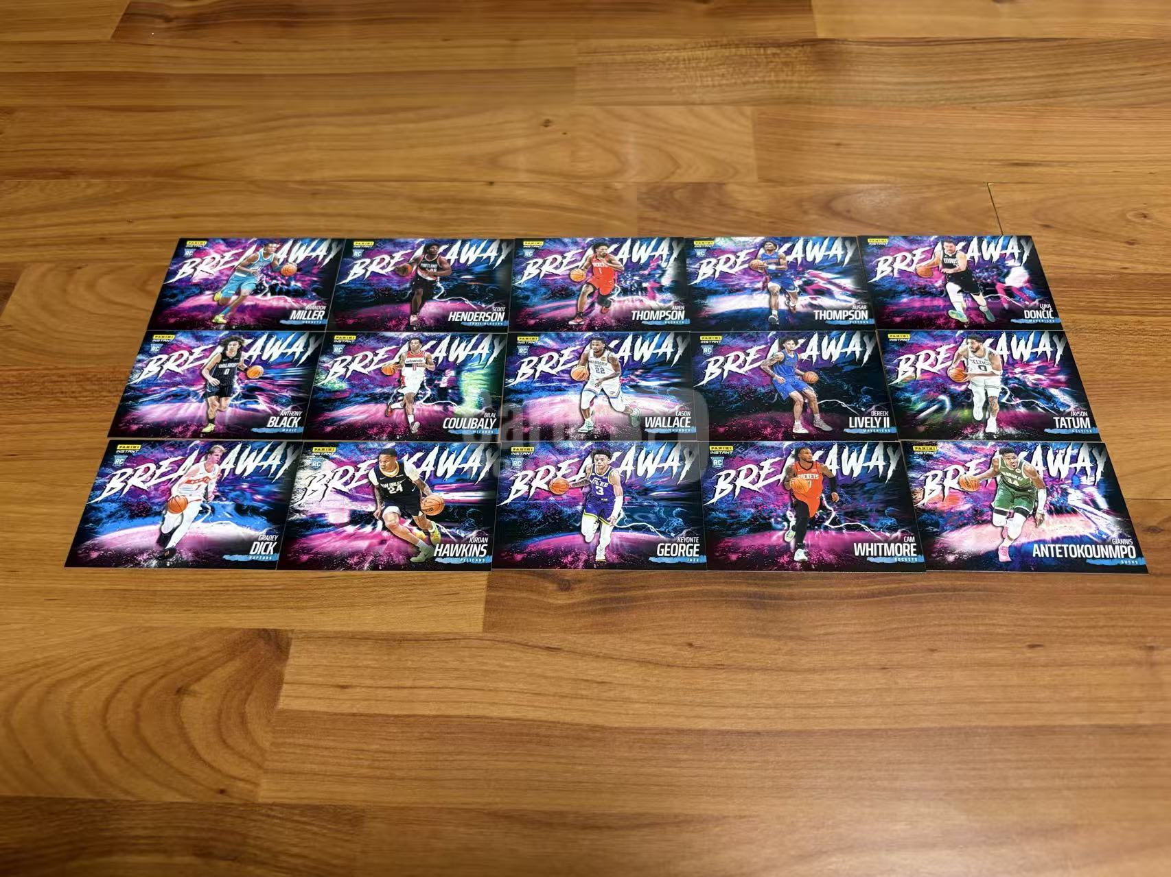 Card Lots:2023-24 Panini NBA Instant Breakaway 套卡 15张,全部限编4085,全新品相东契奇字母哥塔图姆米勒汤普森大量好人RC,适合收藏评级