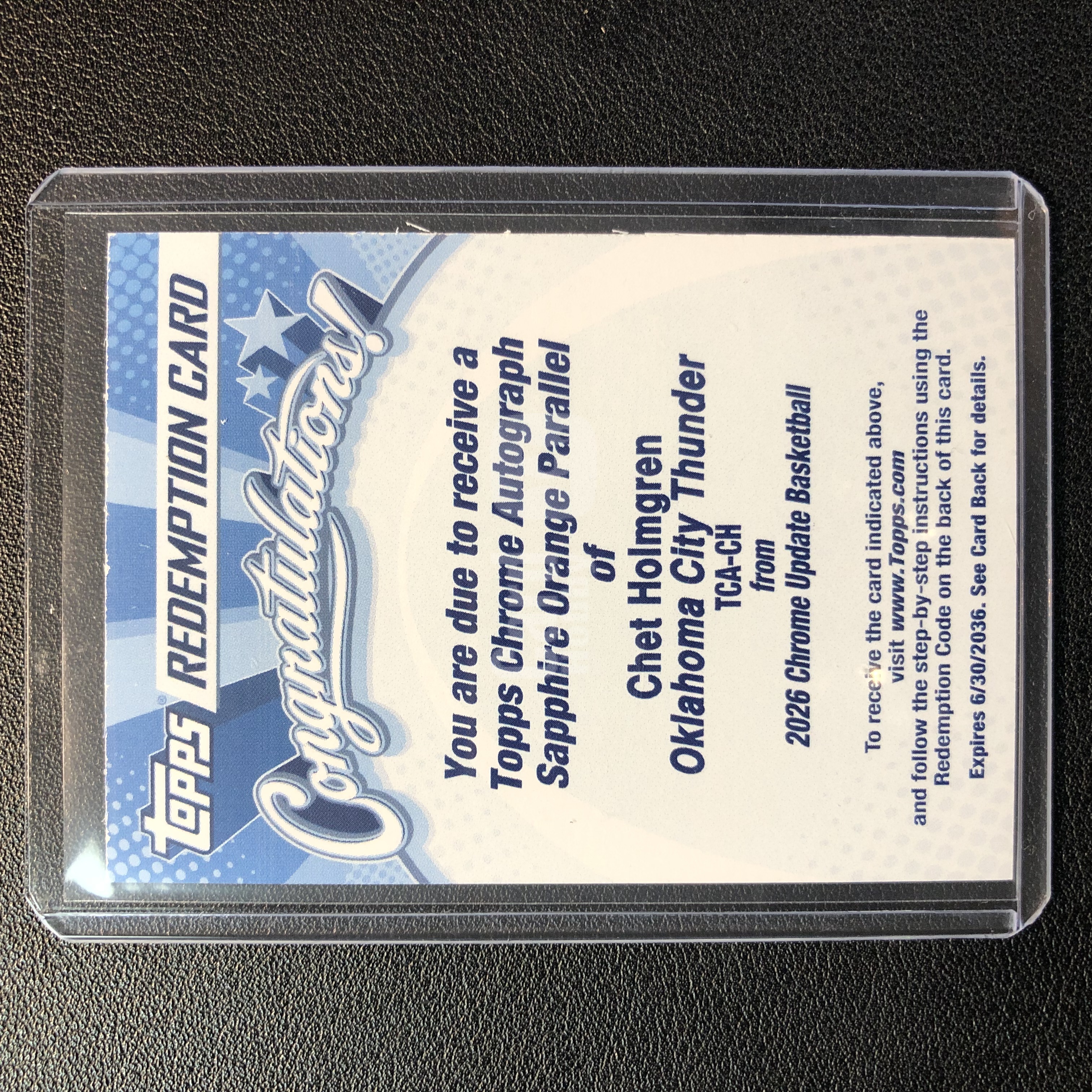 2025-26 Topps Chrome Updates Chet Holmgren 切特 霍姆格伦 25编 橙宝石签 签字 橙碎冰签 雷霆 TCU蓝宝石 交换板 只发卡不发码 BU079