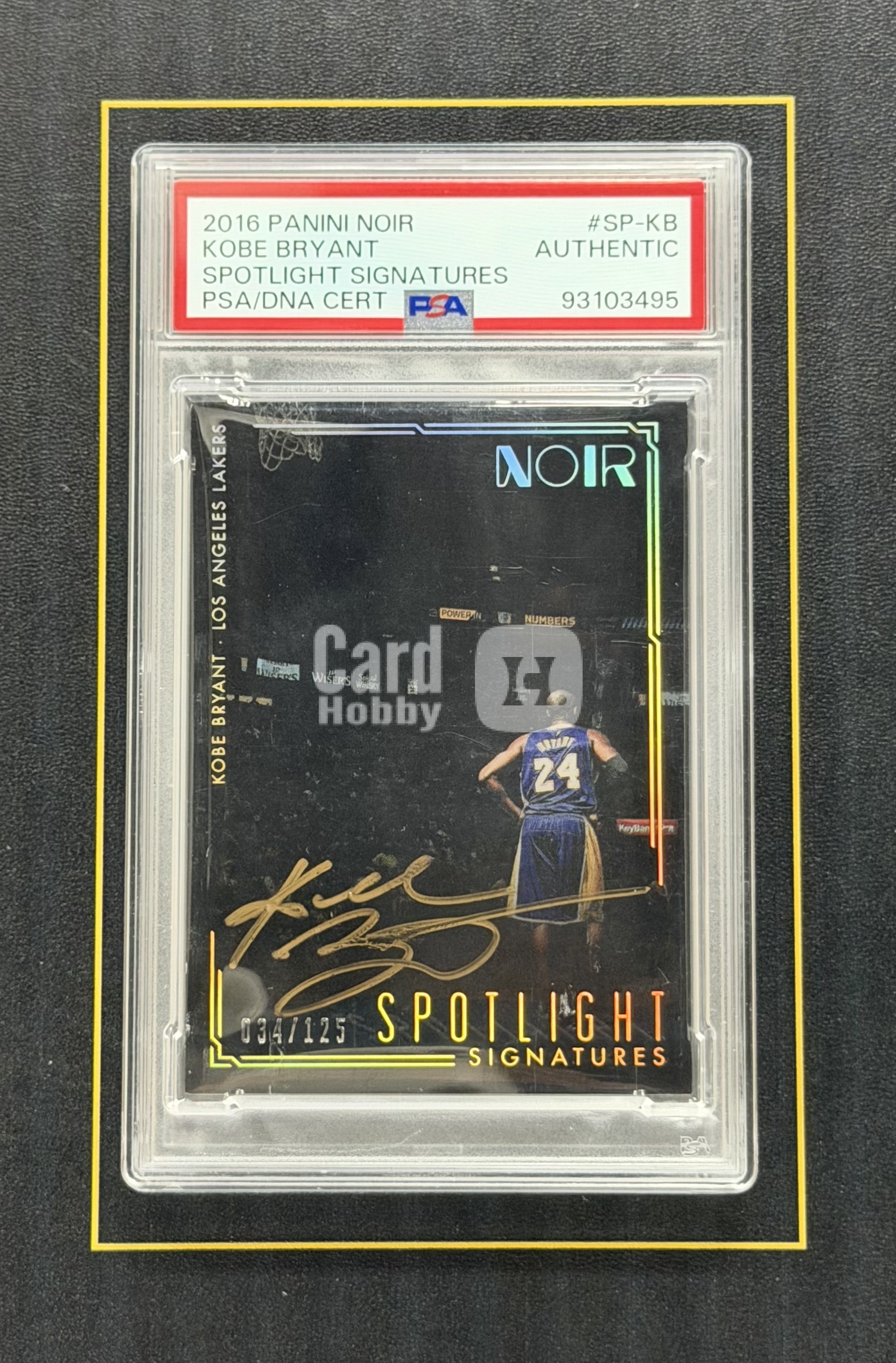 【超新星精品】2016-17 Panini Noir Kobe Bryant 诺尔 湖人 黑曼巴 科比布莱恩特 125编 闪版 Spotlight 聚光灯签 金笔签 背影签 卡签 签字 PSA鉴真评级 墨迹如图【V799】