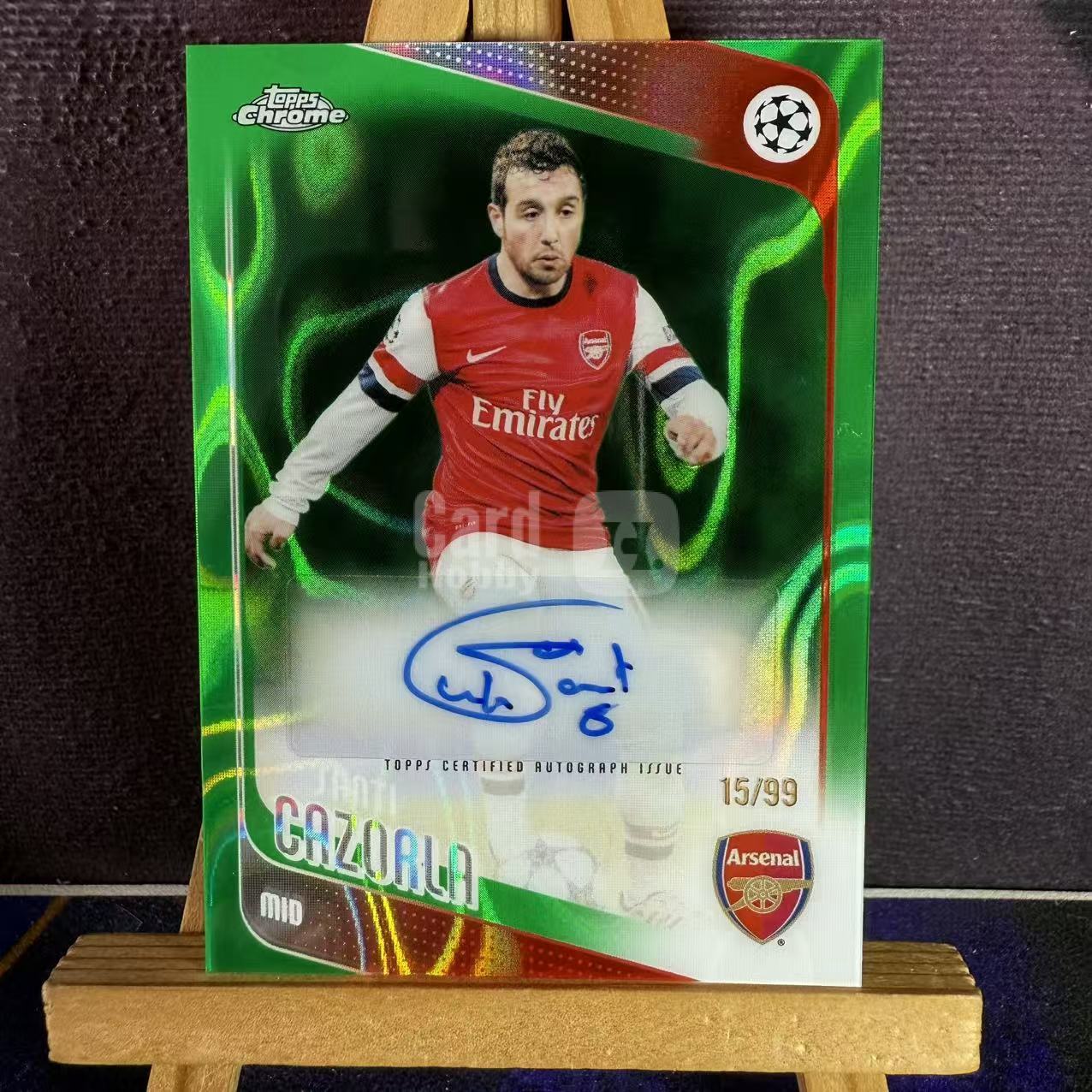 2026 Topps Chrome Santi Cazorla 欧冠 阿森纳 西班牙 卡索拉 99编 绿熔岩折 签名签字 完美墨迹 微瑕划痕【拾艺代卖】SY06270