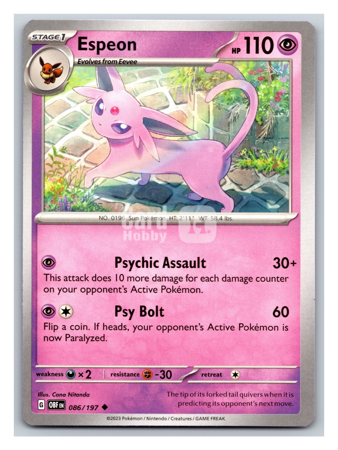 2023 Pokemon TCG   Espeon en OBF EN 086/197 太阳伊布 菱形卡牌 卡品如图