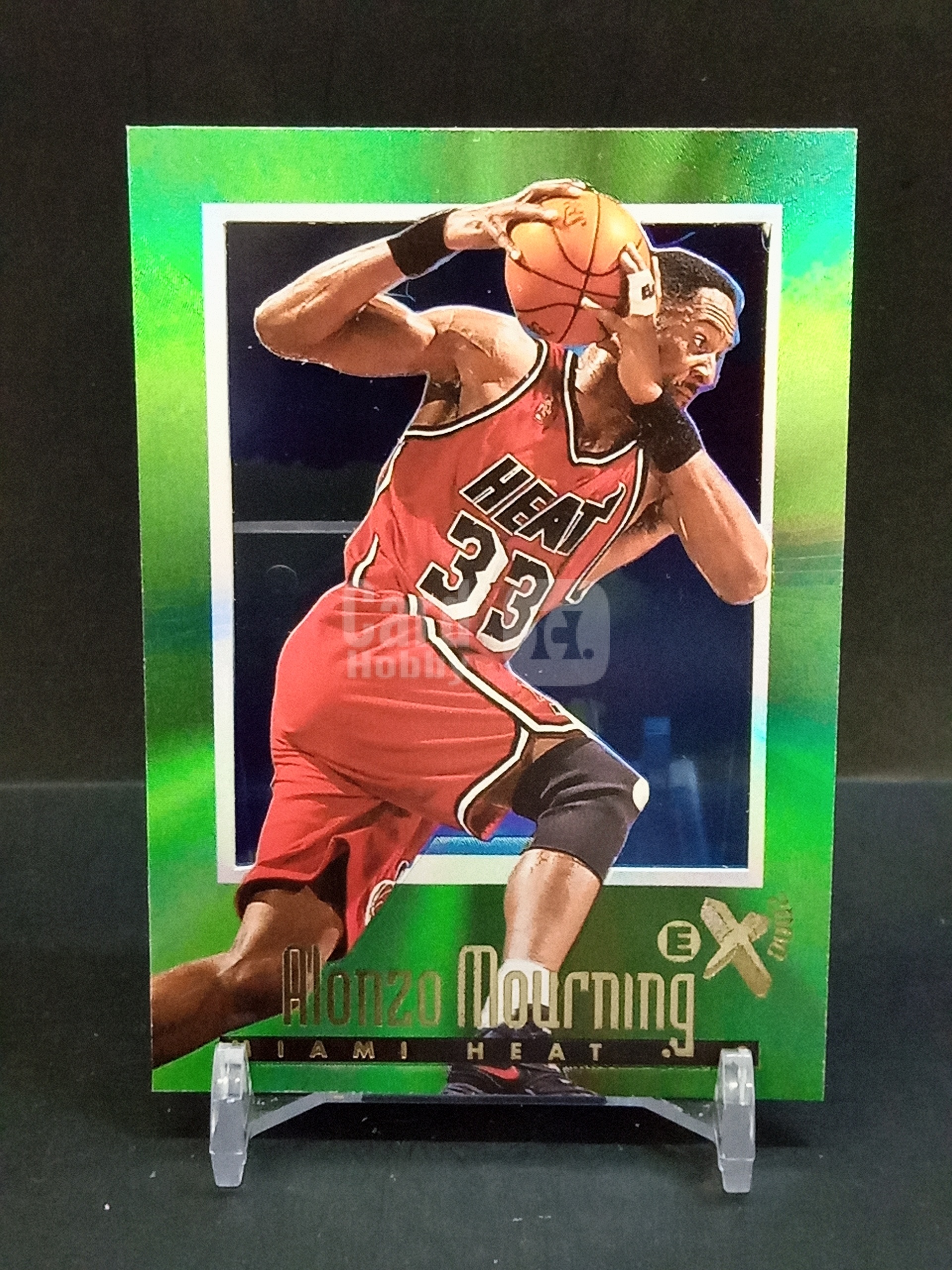 【DC拍卖】9.29小科比(微瑕)`1996-97 Skybox E-X2000 #36 Alonzo Mourning 阿朗佐莫宁 迈阿密热火 绿渐变胶片折射老球星卡`