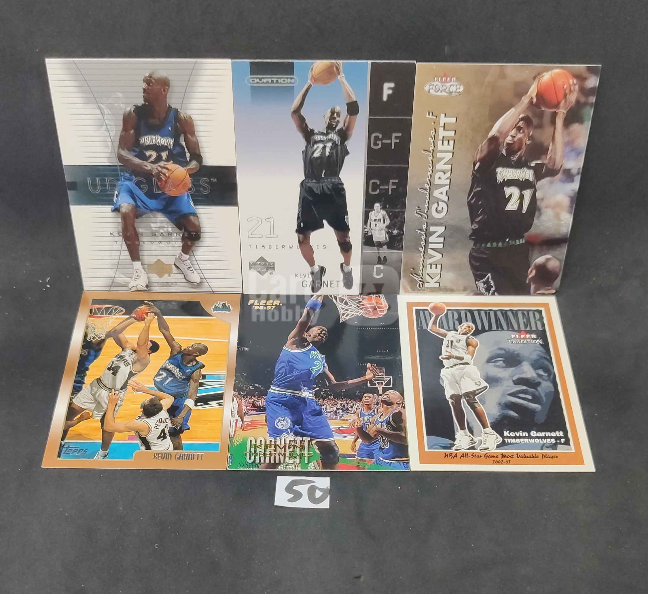 【DC拍卖】7.08 凯文加内特 6 张森林狼 UD/Fleer 复古普卡打包 狼王黑白蓝球衣全套收藏套