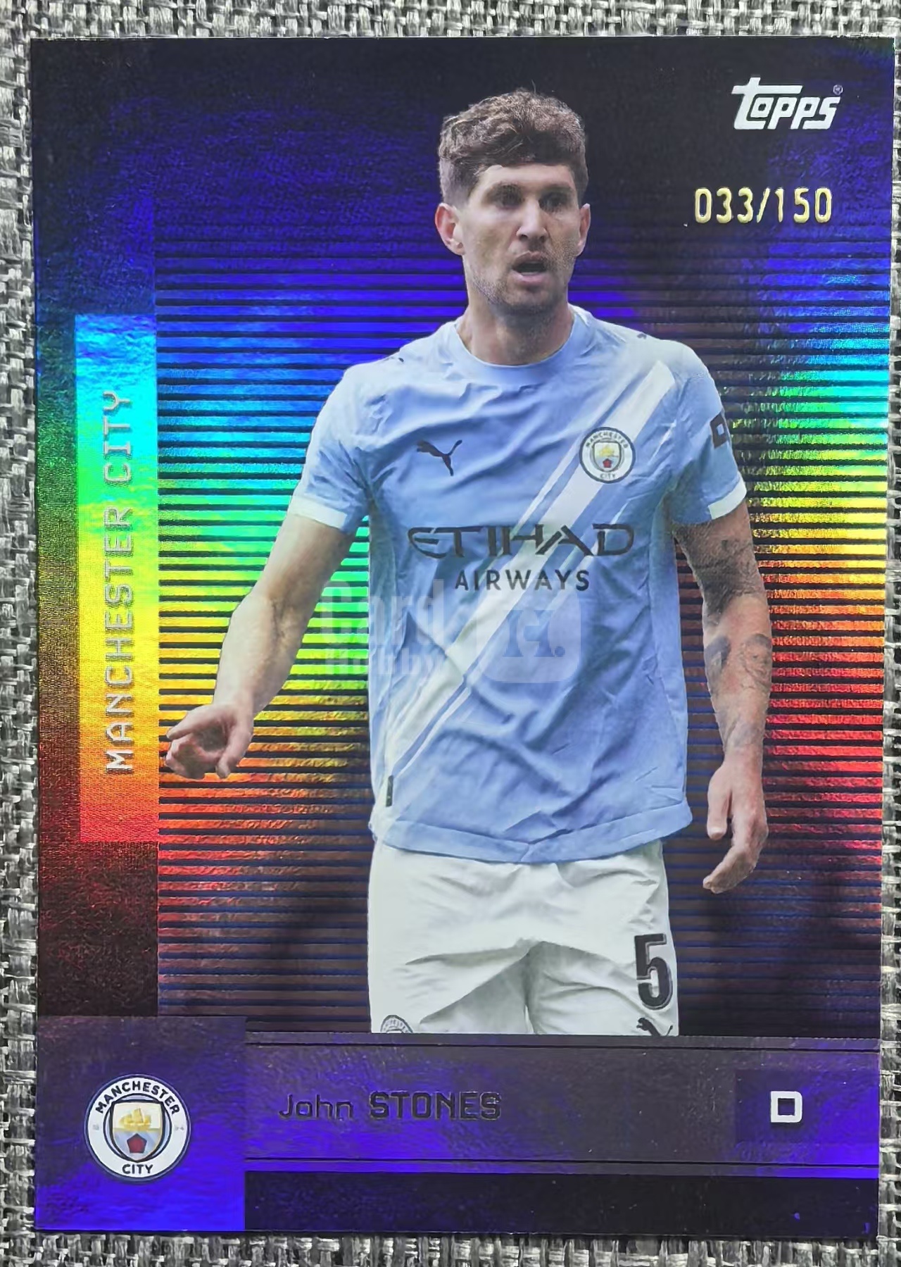 【帽子戏法】2025-26 Topps 曼城队盒 John Stones 斯通斯 150编 紫折 曼城 英格兰 宇新