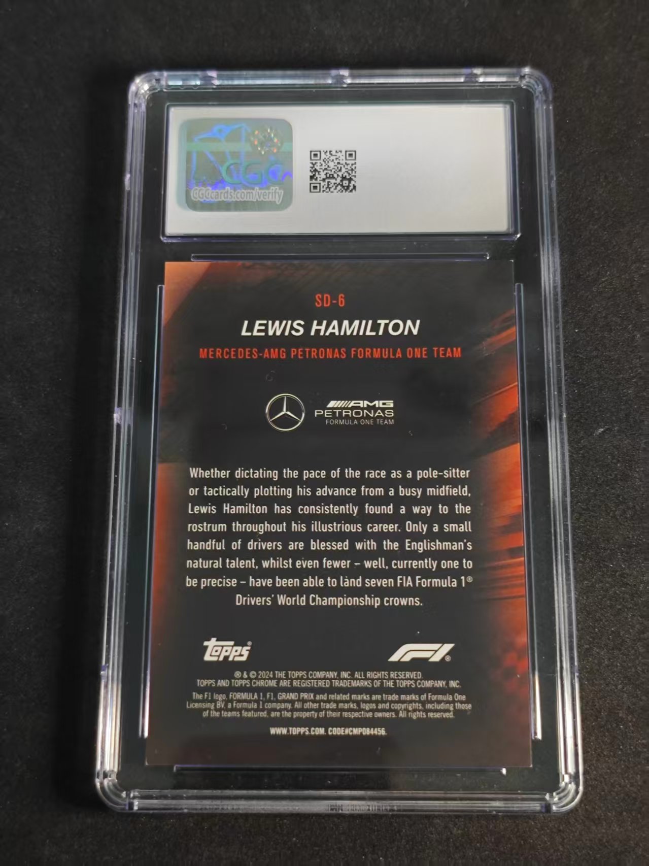 2024 Topps Chrome Lewis Hamilton F1 汉密尔顿 梅赛德斯AMG 蓝宝石 金碎冰 速度恶魔特卡 43/50编 CGC9