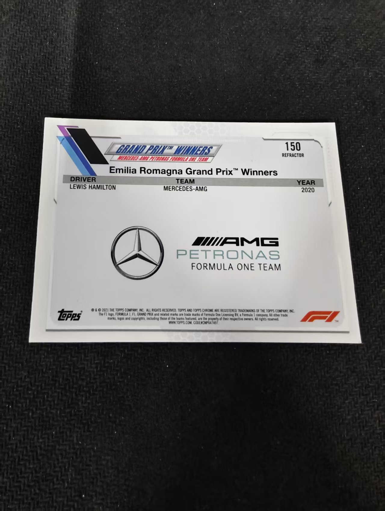 2021 Topps Chrome Lewis Hamilton F1 梅赛德斯奔驰车队 刘易斯 汉密尔顿 银折 划痕 边角瑕疵 #150