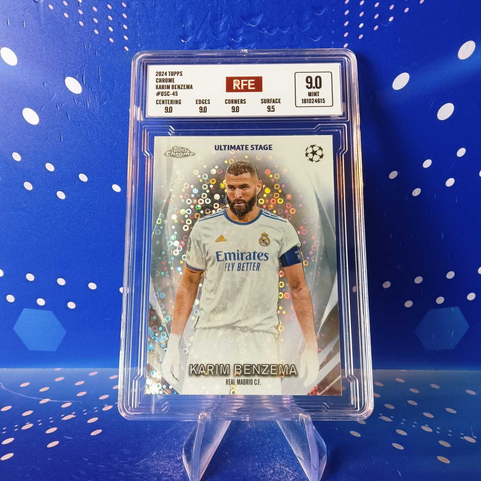2024 Topps Chrome 本泽马 评级卡 皇马 折射 实卡精美稀有 品质保障 投资收藏 扫码可查询 多张累计 只收一个邮费【蓝色星球】