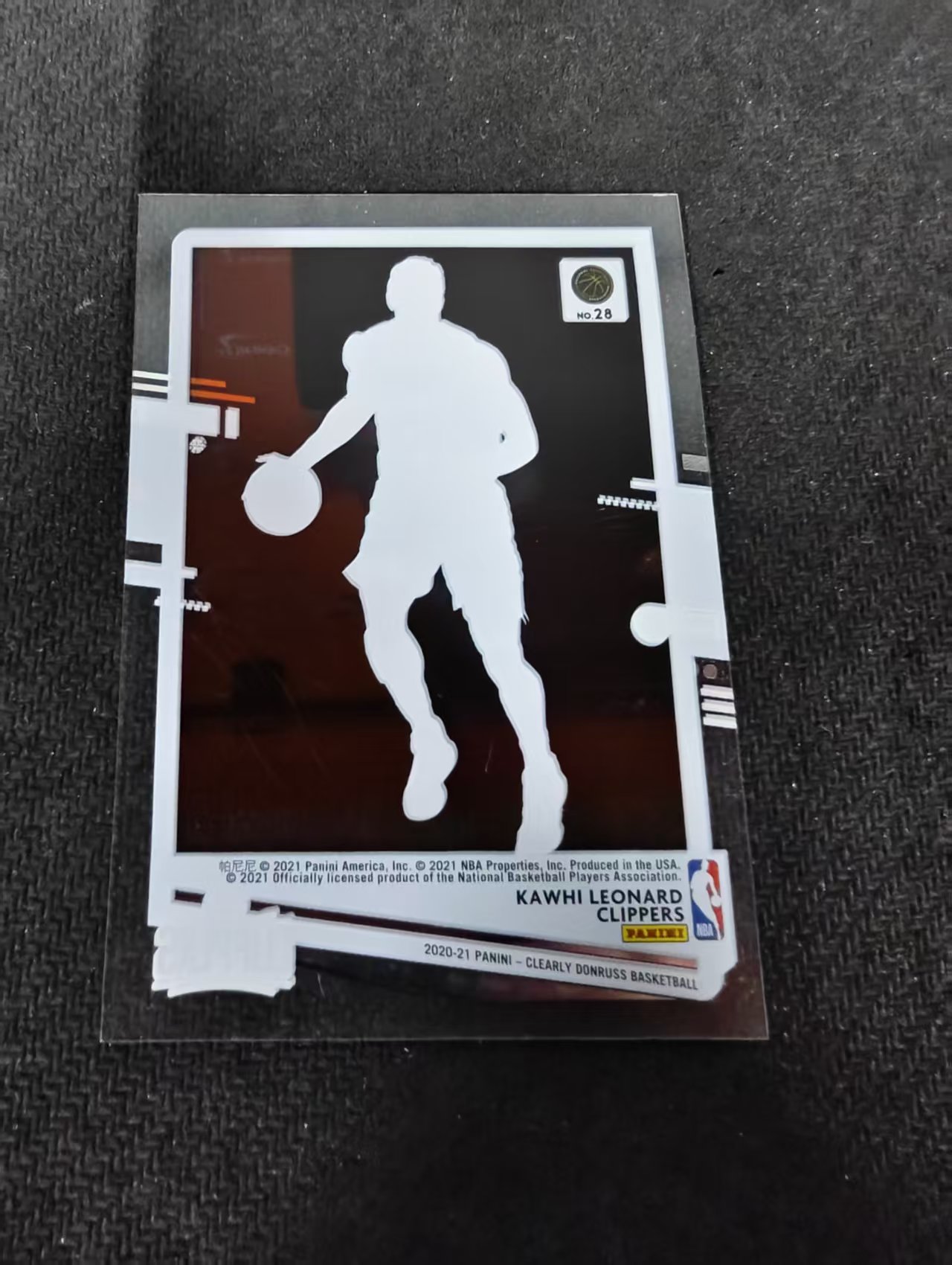 2020-21 Panini Clearly Donruss Kawhi Leonard 科怀 伦纳德 卡哇伊 快船 杜蕾斯 胶片 划痕 边角瑕疵 #28