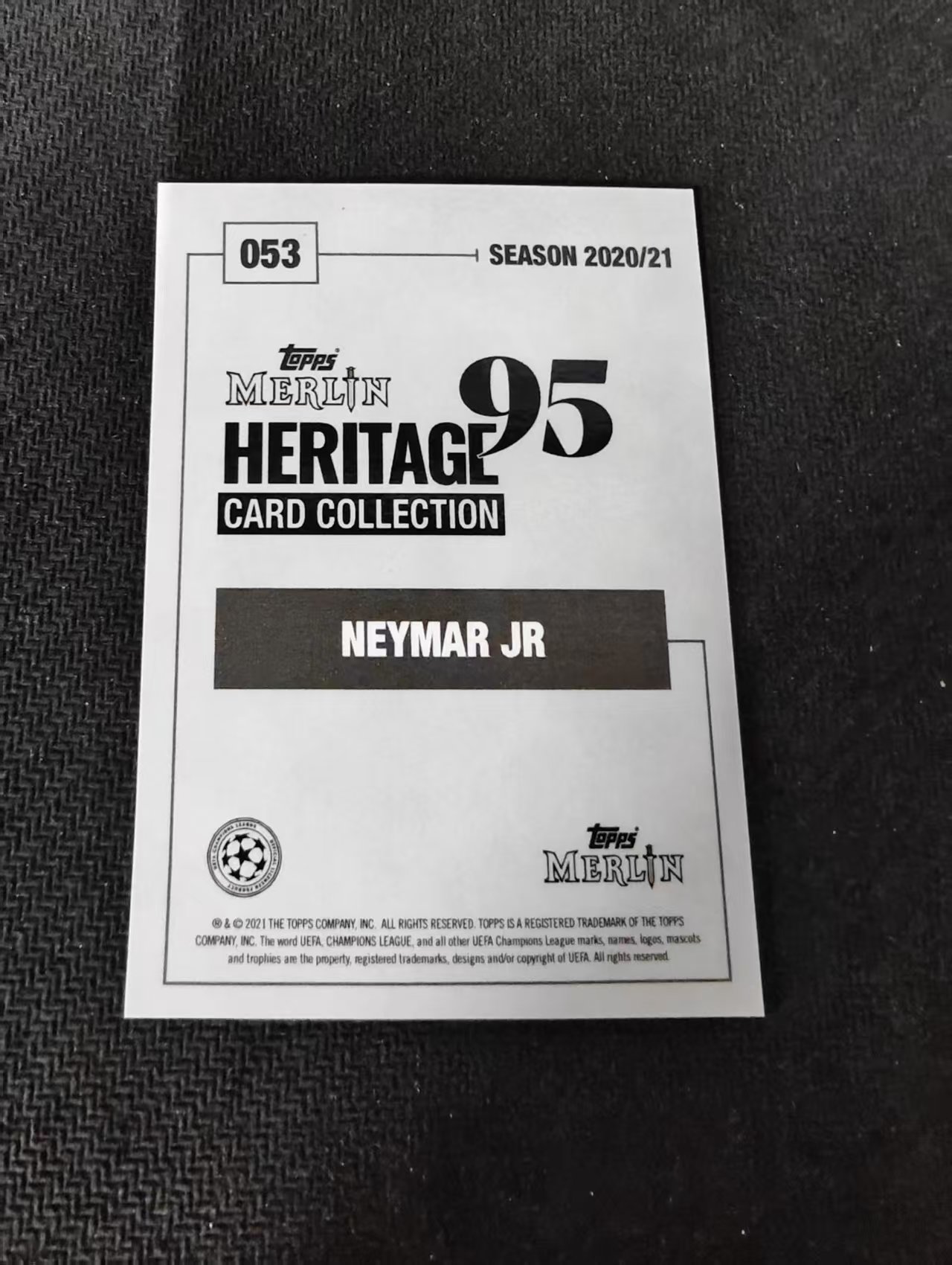 【可合并,不累计】2021 Topps Merlin 梅林95 Neymar Jr. 巴黎圣日耳曼 内马尔 划痕 边角瑕疵 #53