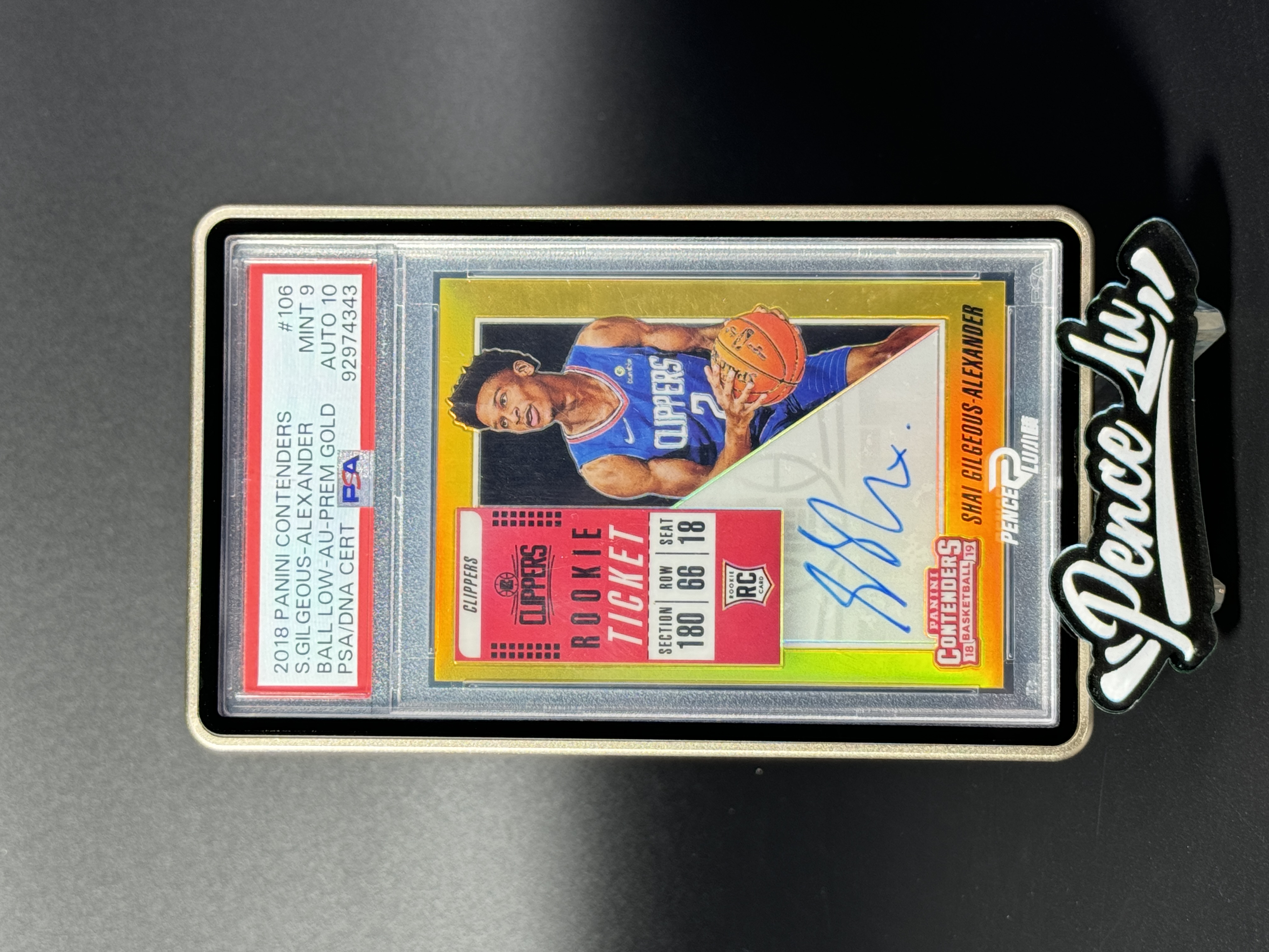 【喷子拍卖】2018-19 Contenders Shai Gilgeous-Alexander 球票 快船 亚历山大 新秀 RC 金折 签字 10编 卡签 最正一版35PT PZ材质 超级sp PSA9/10 POP1 送订制壳 YH