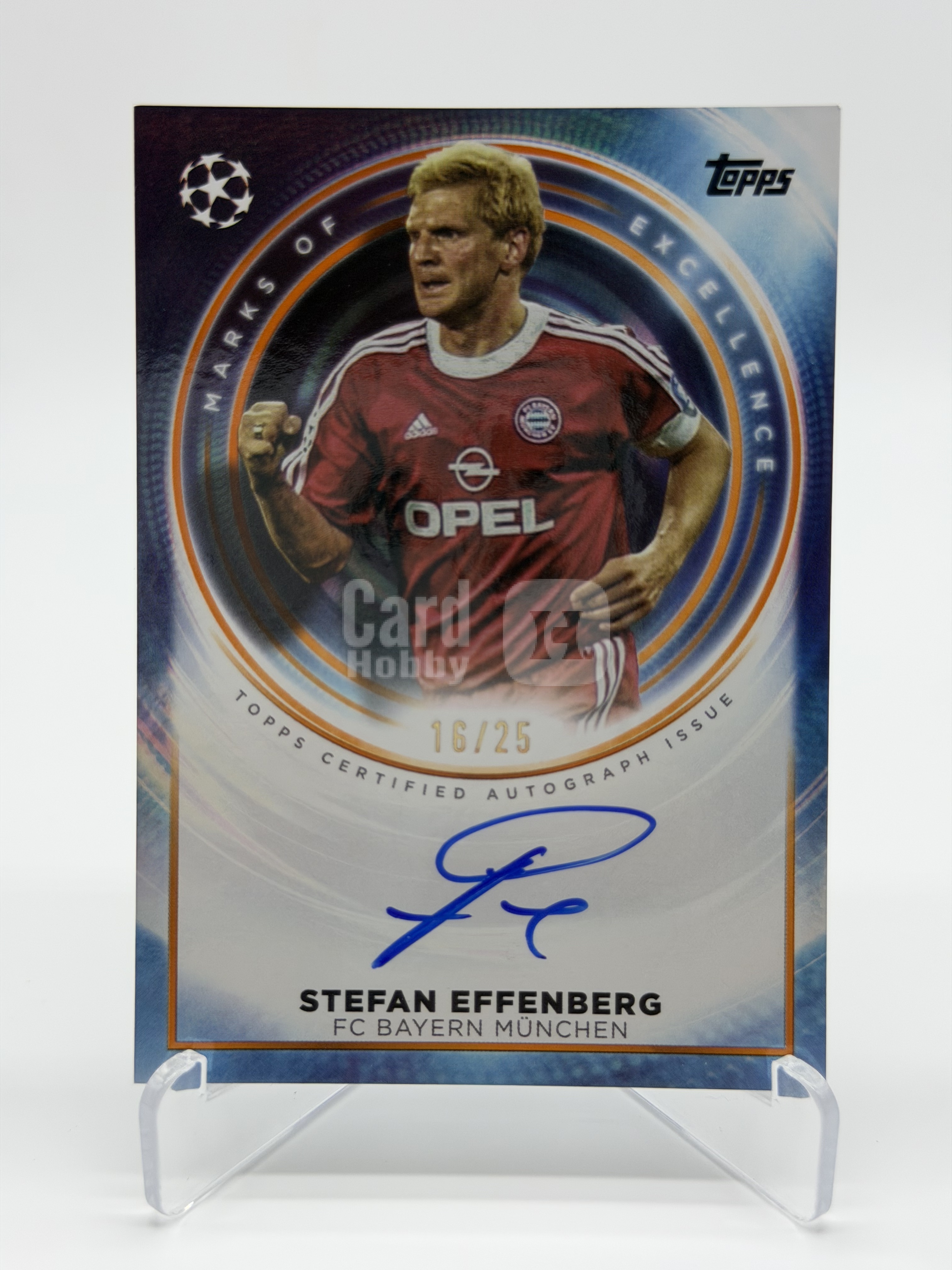 2025-26 Topps Stefan Effenberg【Simple 张明】欧冠 拜仁慕尼黑 埃芬博格 插入 大比例 卓越卡签 签字 拜仁慕尼黑 16/25编 橙平行