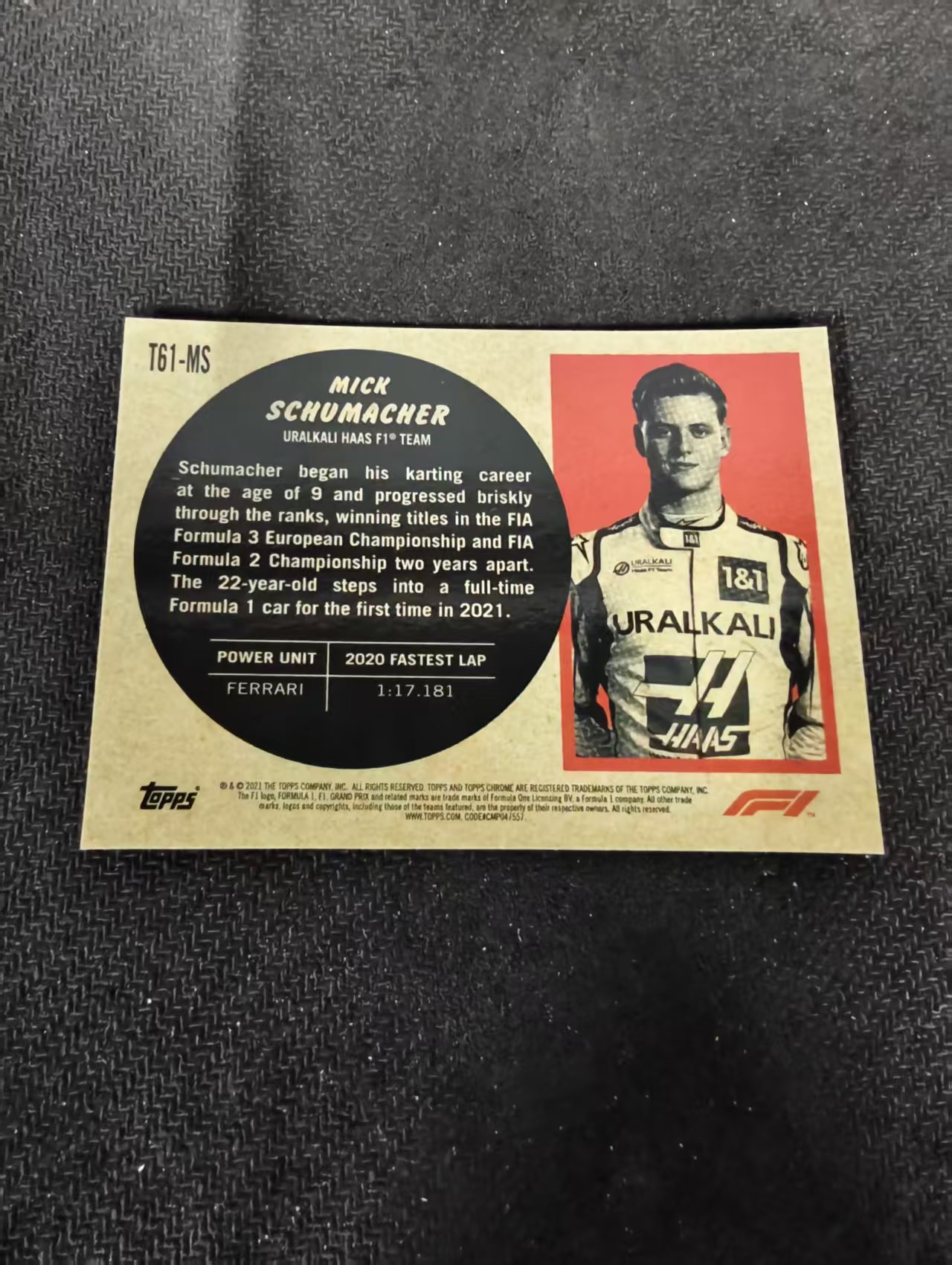 2021 Topps Chrome Mick Schumacher RC F1 新秀 米克 舒马赫 银折 划痕 边角瑕疵 #MS